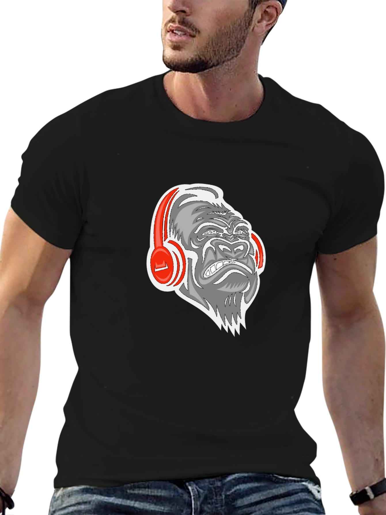 Gorilla Headphones Graphic Tee - Black