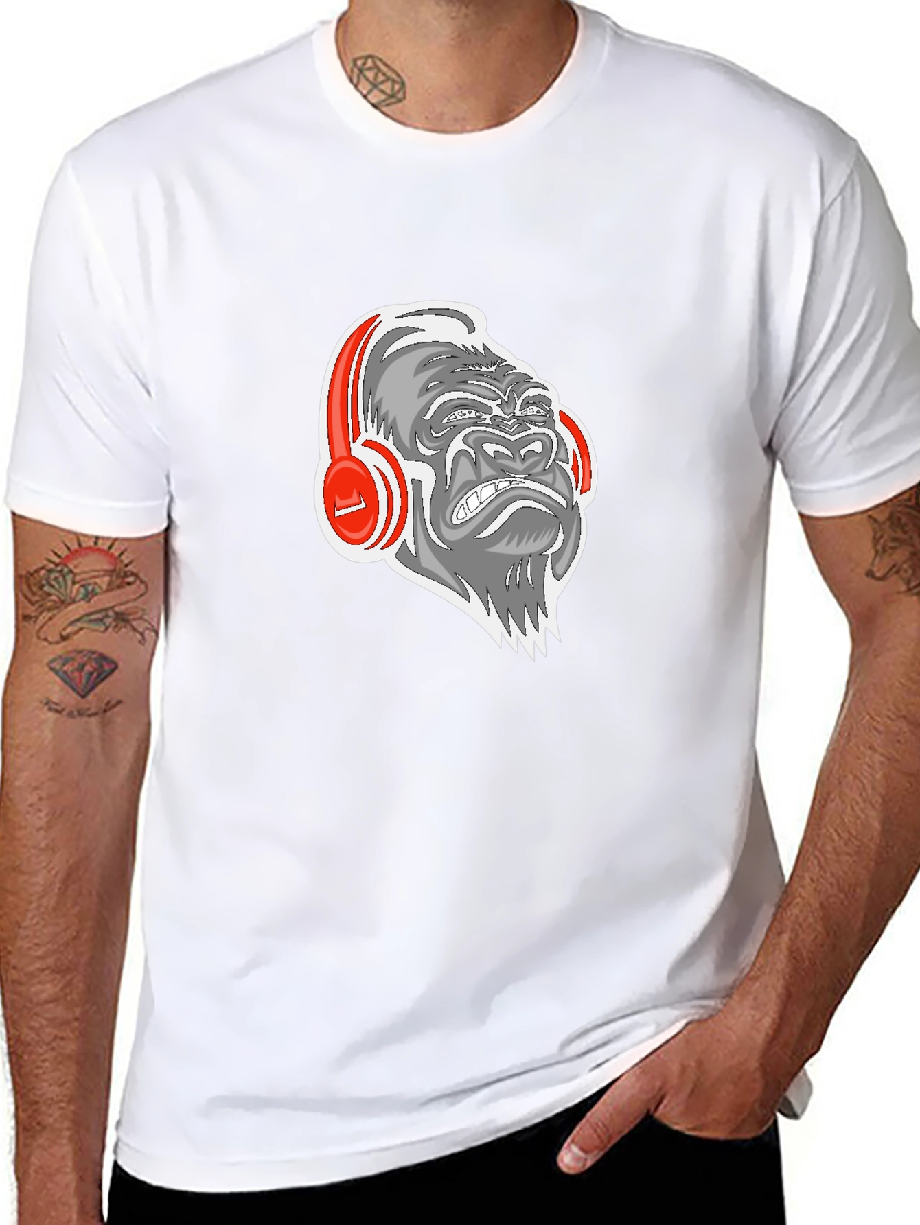 Gorilla Headphones Graphic Tee - Black