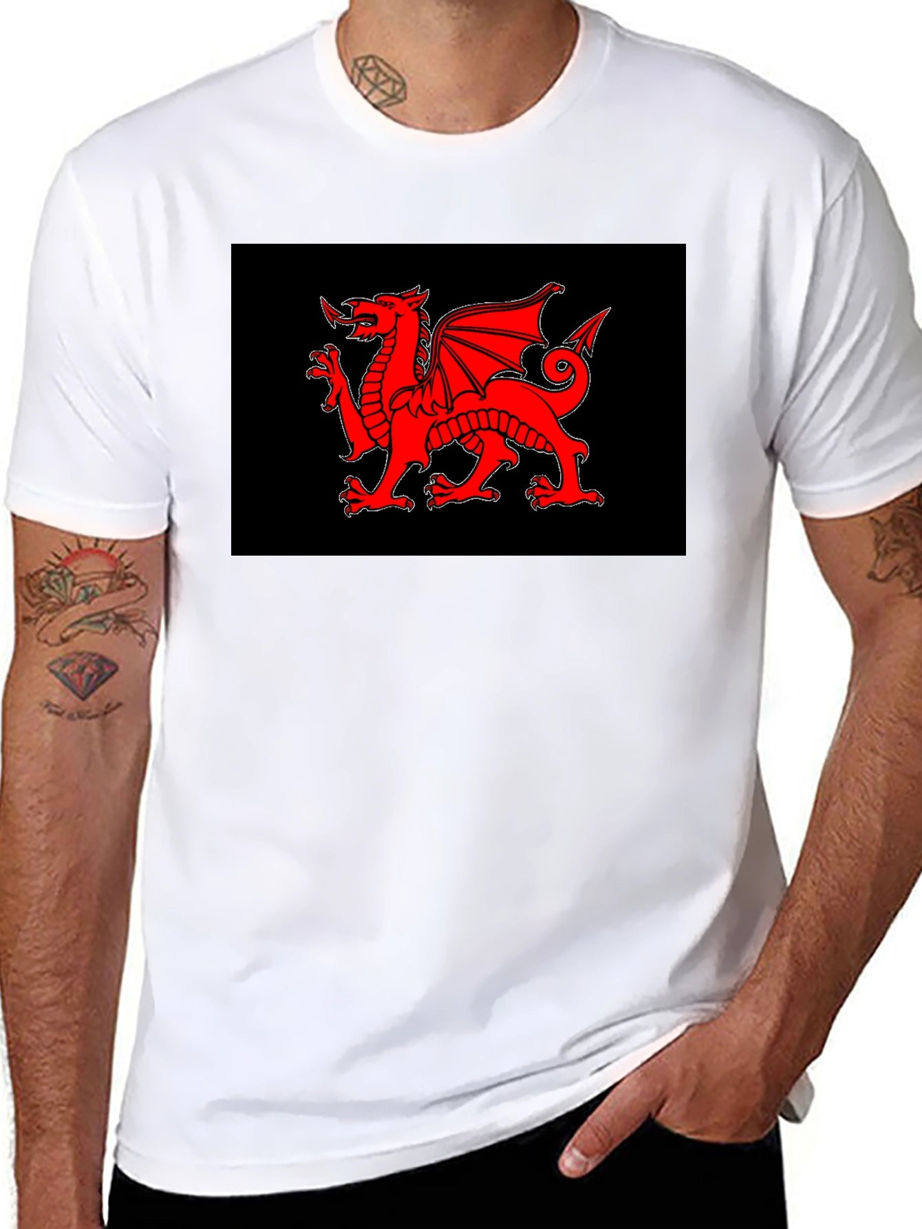 Welsh Dragon Black T-Shirt - Cymru Red Dragon Wales