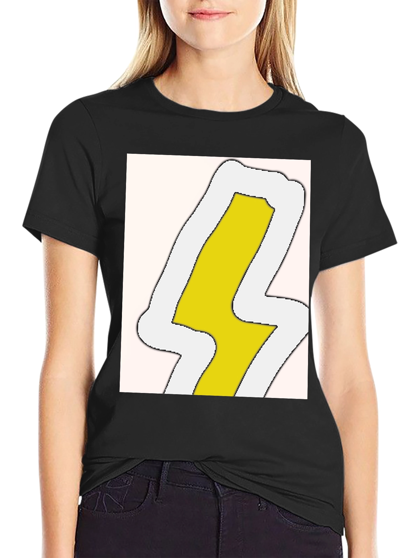 Lightning Bolt Graphic Tee - Black Cotton Blend