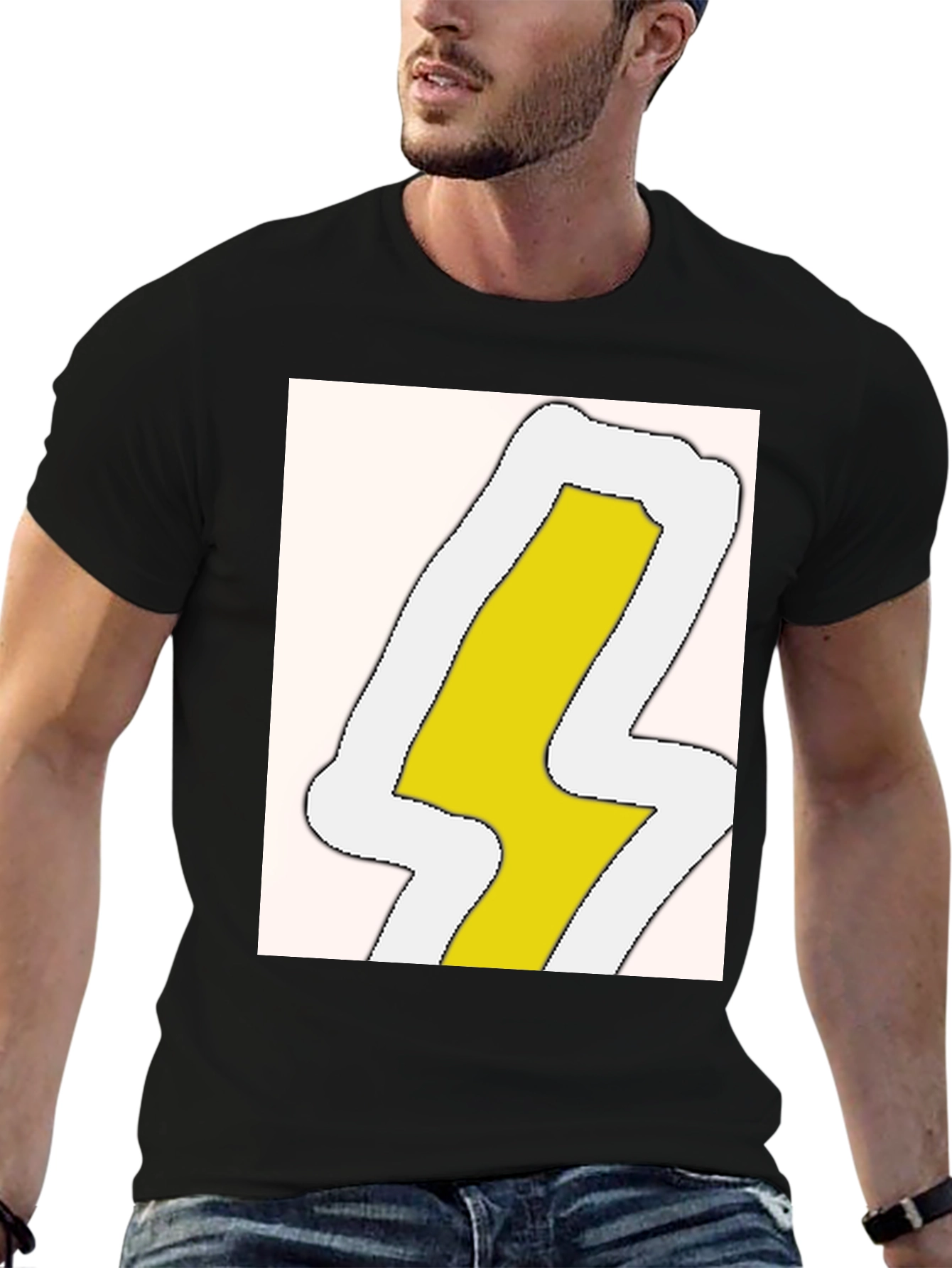 Lightning Bolt Graphic Tee - Black Cotton Blend