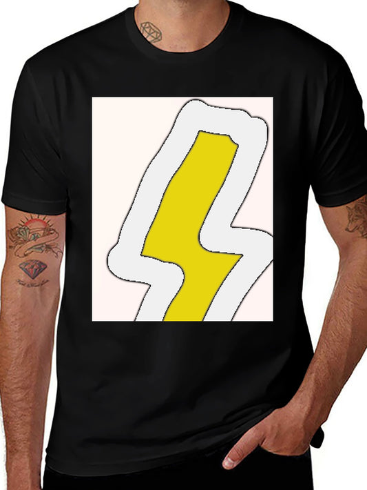 Lightning Bolt Graphic Tee - Black Cotton Blend