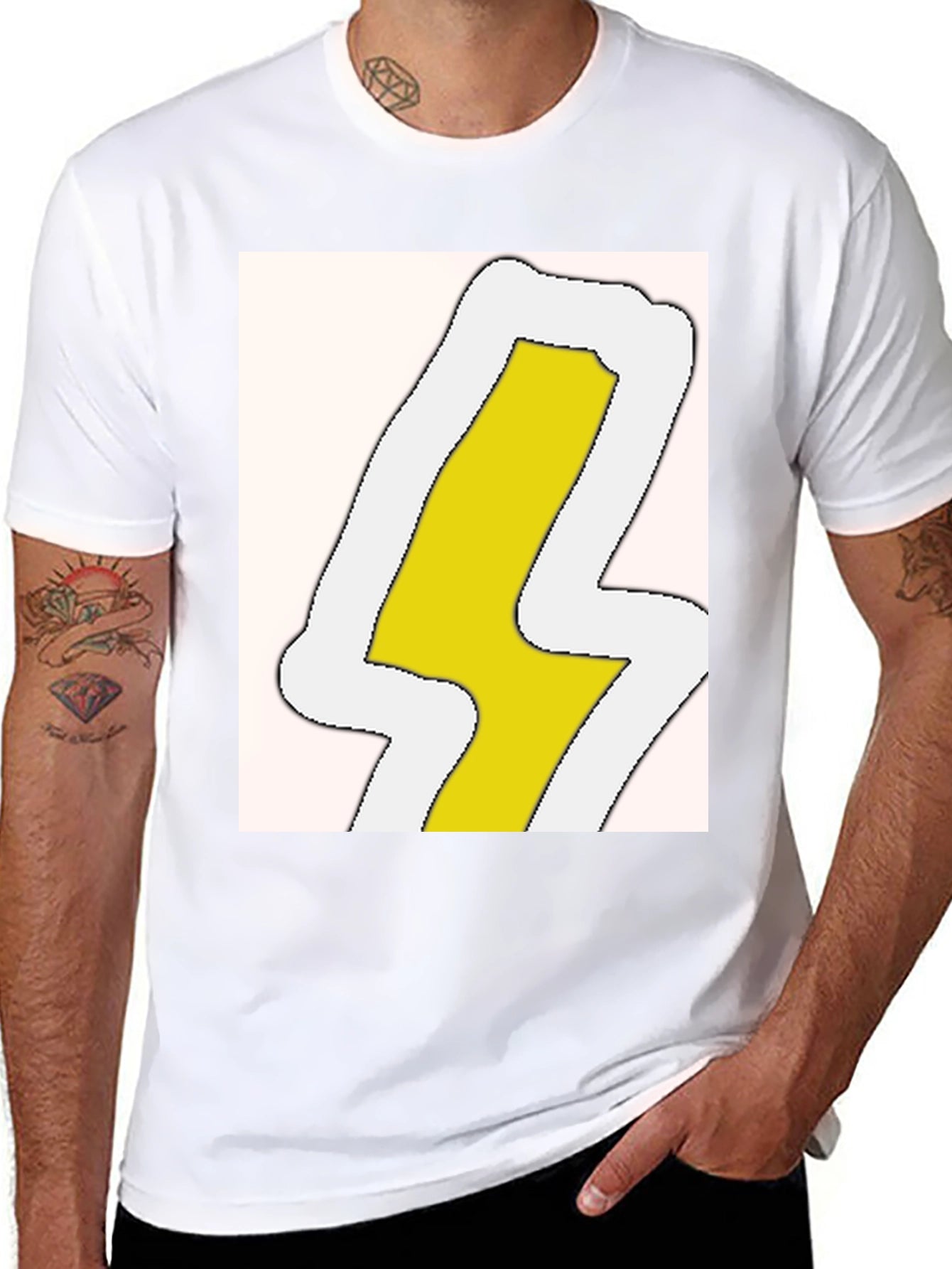 Lightning Bolt Graphic Tee - Black Cotton Blend