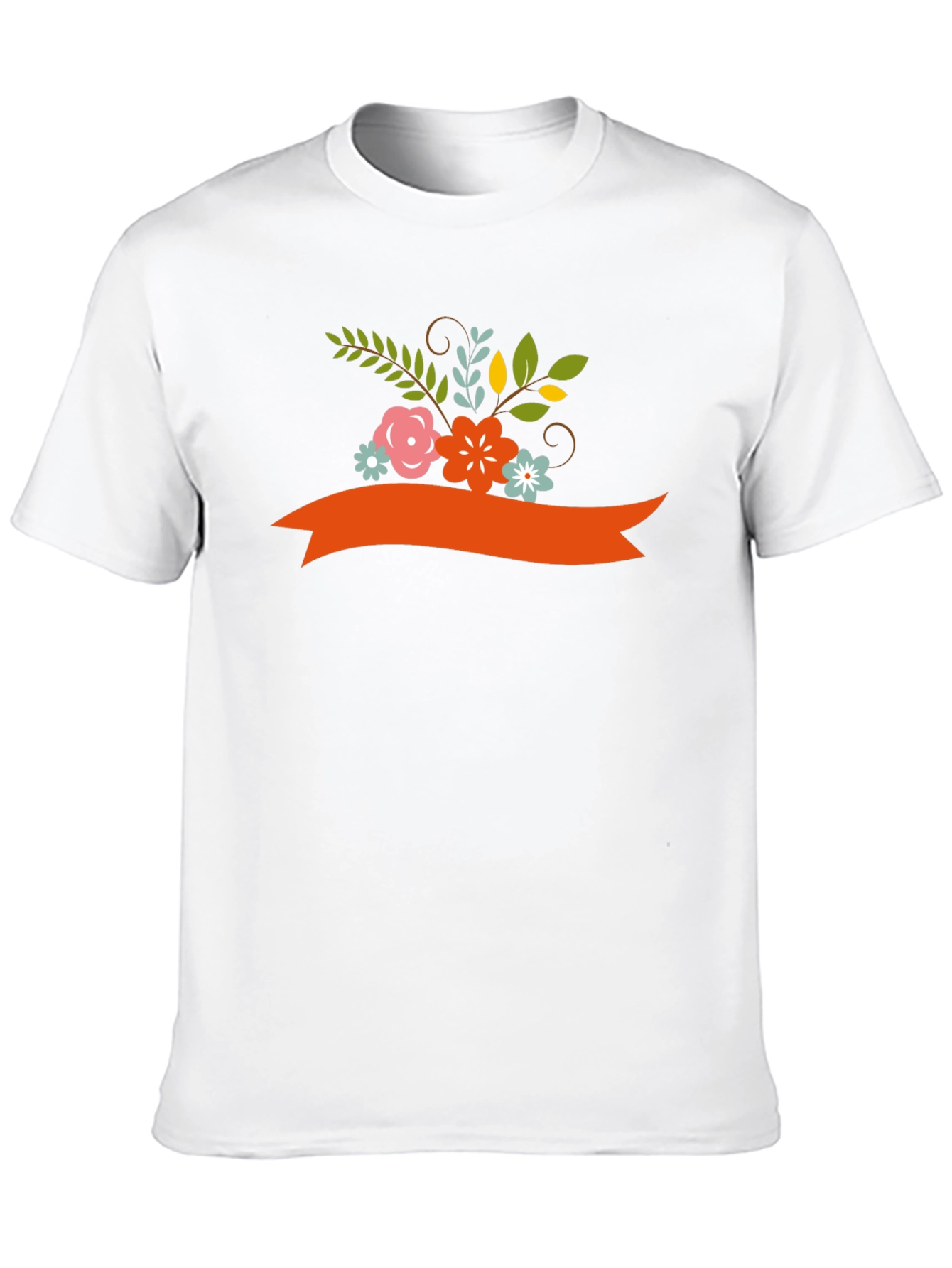 Floral Ribbon Graphic Tee - Black Cotton Blend