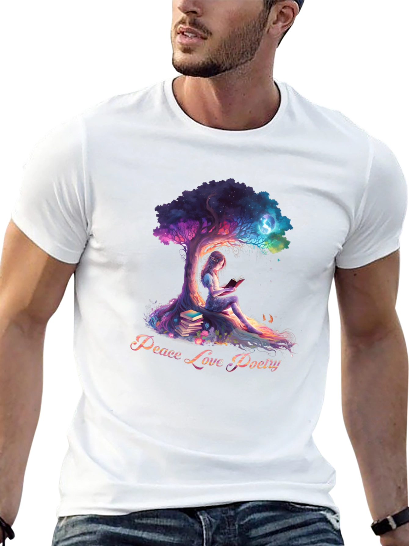 Peace Love Poetry T-Shirt - Artistic Design