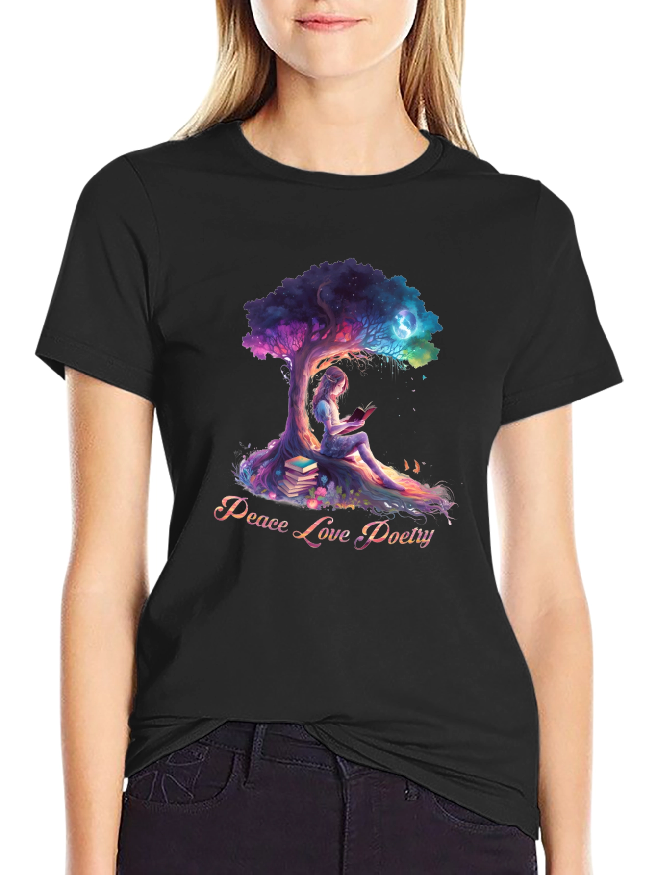 Peace Love Poetry T-Shirt - Artistic Design