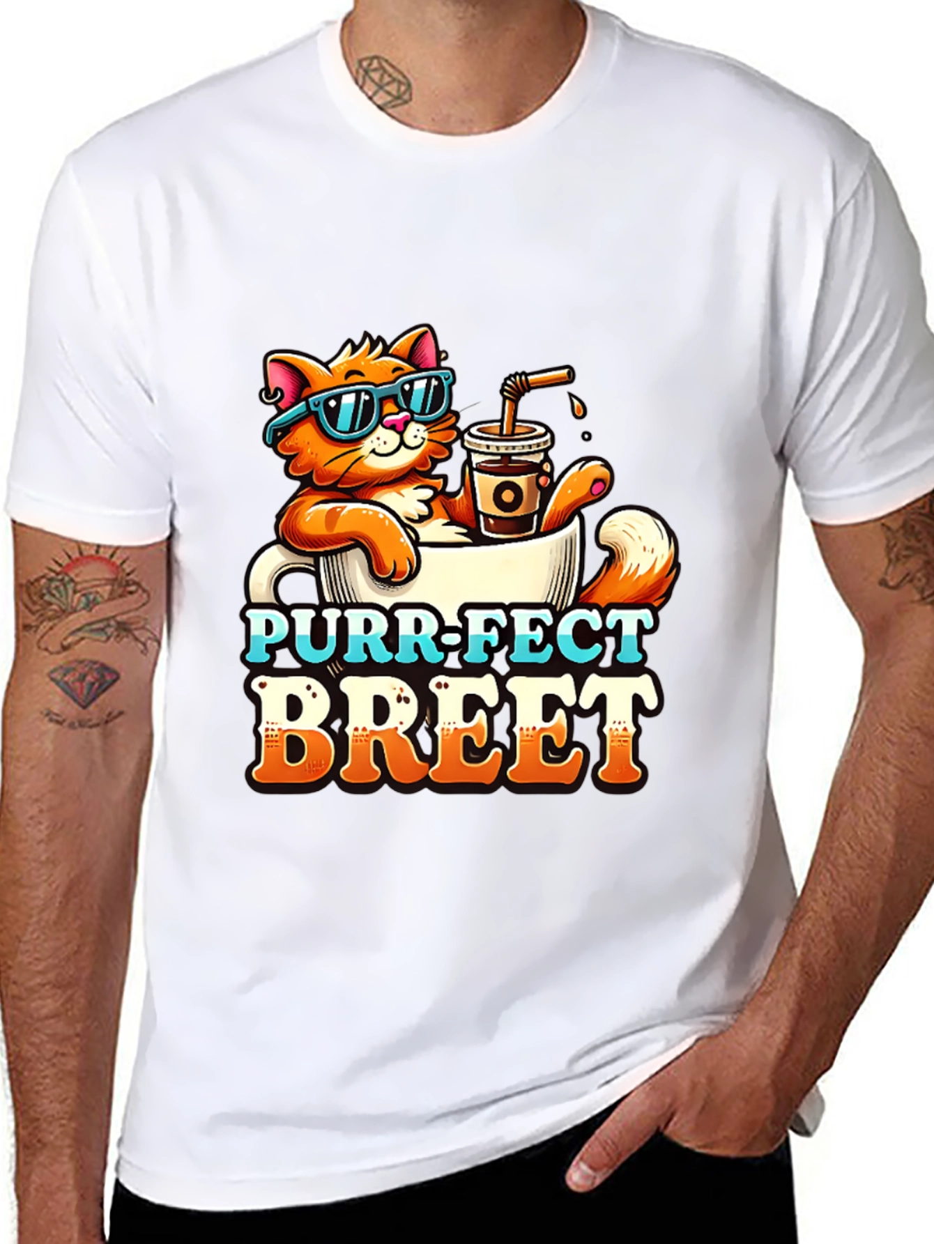 Purr-Fect Brew T-Shirt: Cat Coffee Lover Tee