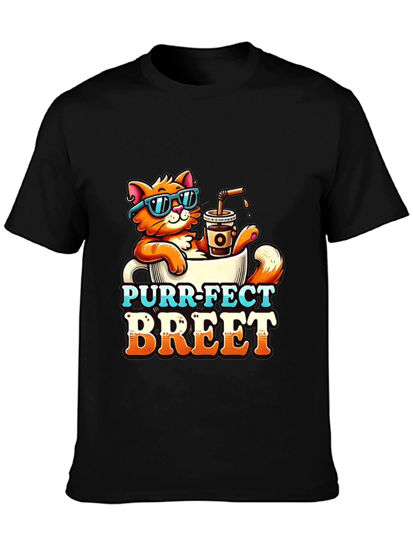 Purr-Fect Brew T-Shirt: Cat Coffee Lover Tee