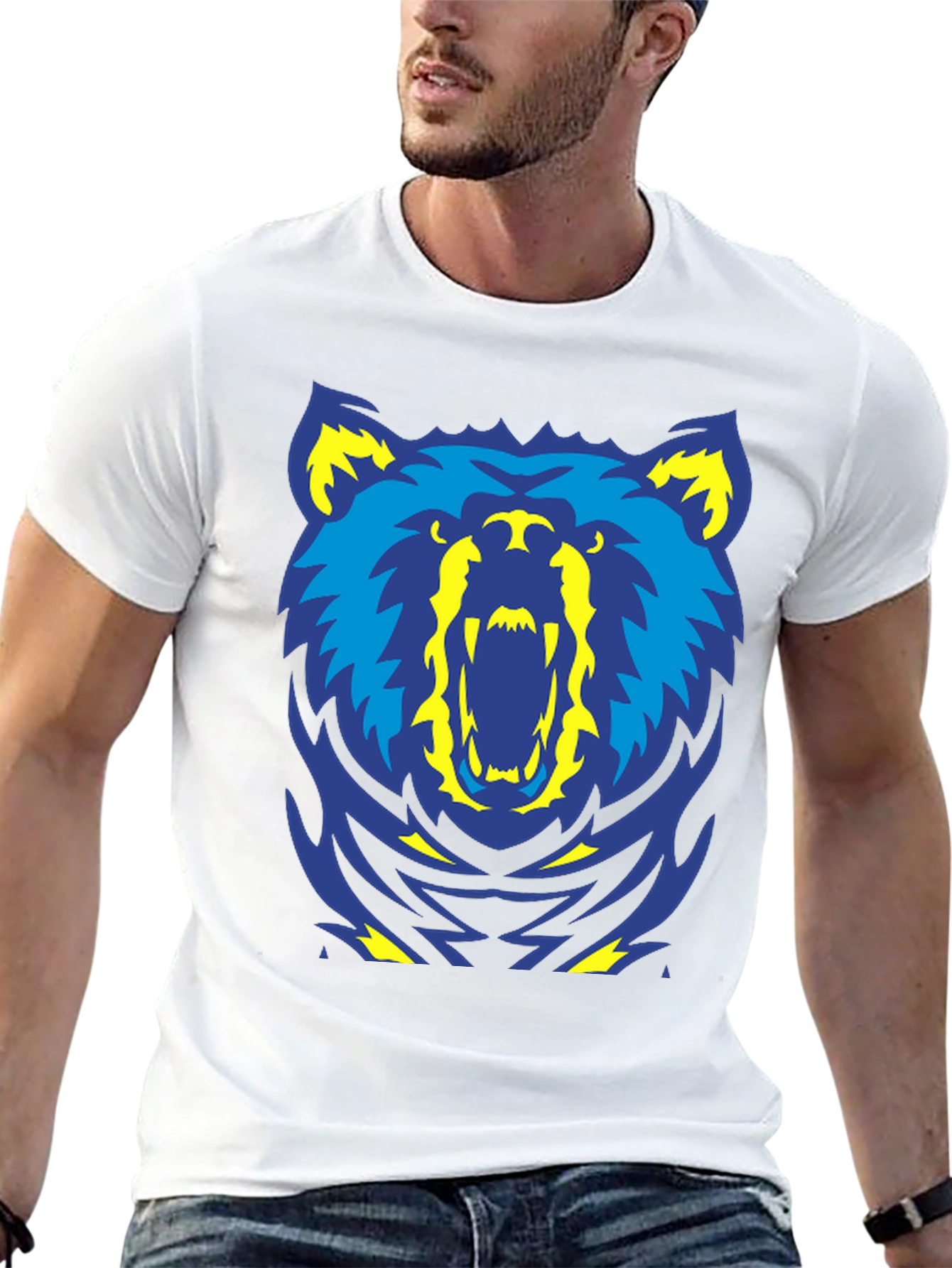 Bold Bear Graphic Tee - Black Cotton