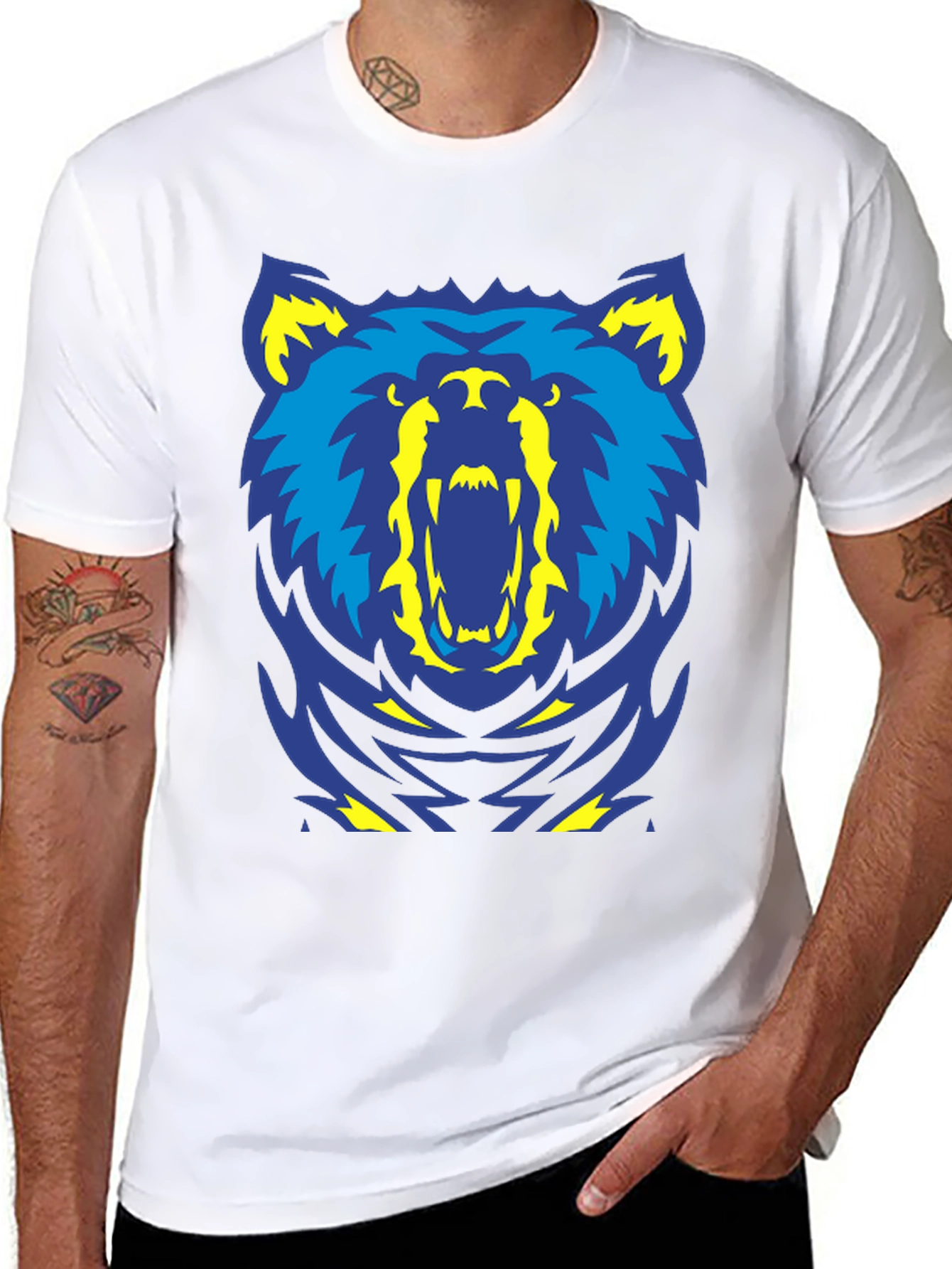 Bold Bear Graphic Tee - Black Cotton