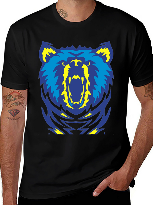 Bold Bear Graphic Tee - Black Cotton
