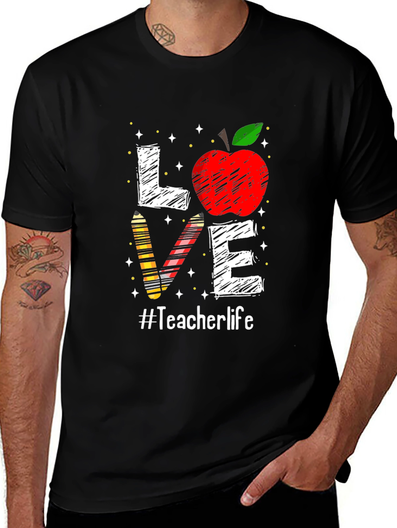 Teacher Life Apple Love Graphic Tee