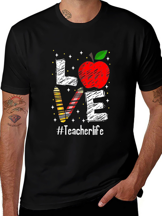 Teacher Life Apple Love Graphic Tee