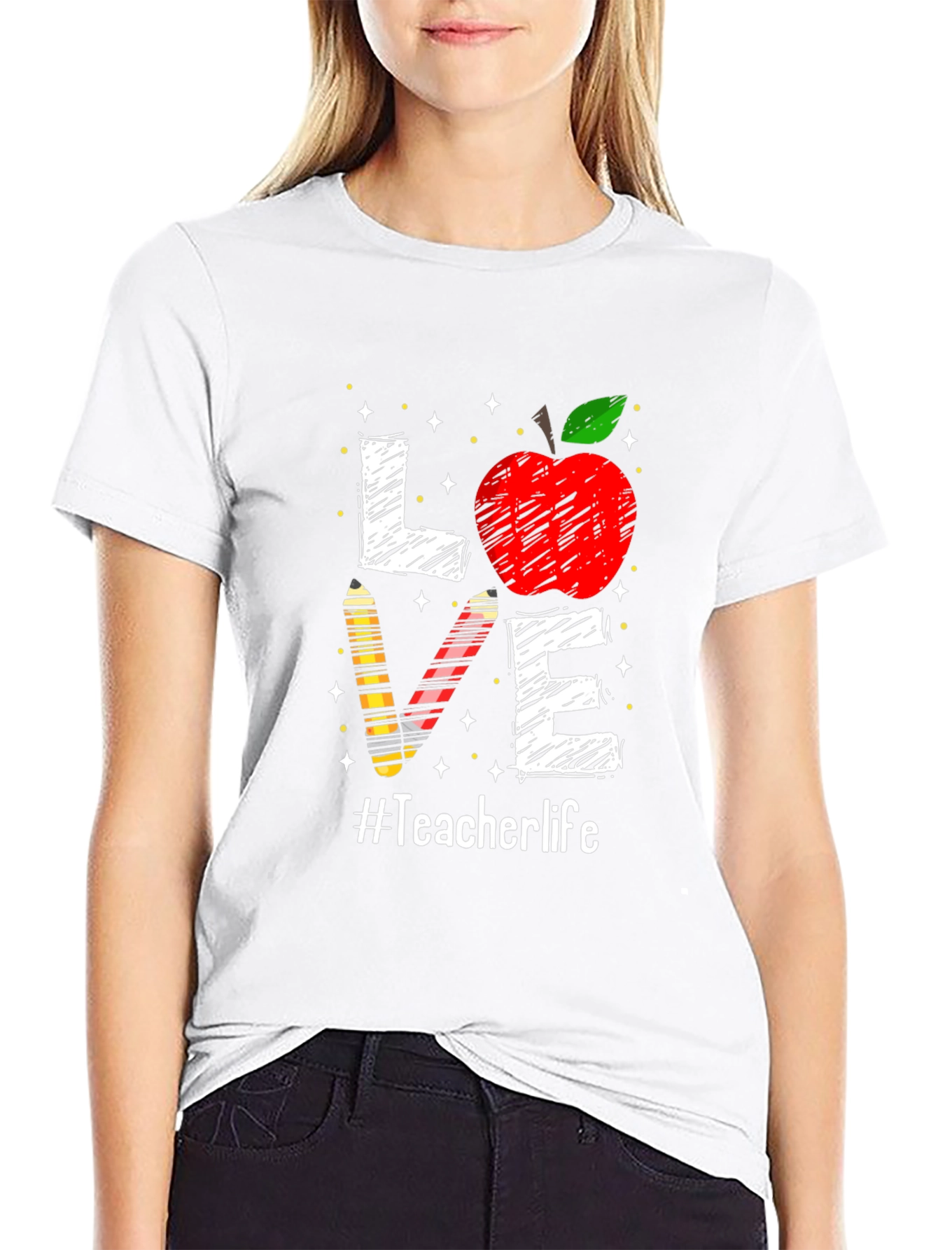 Teacher Life Apple Love Graphic Tee