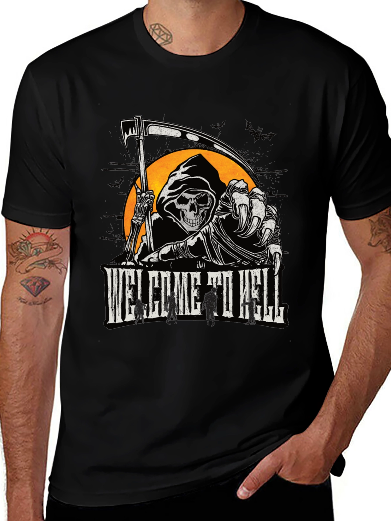 Welcome to Hell Grim Reaper Graphic T-Shirt