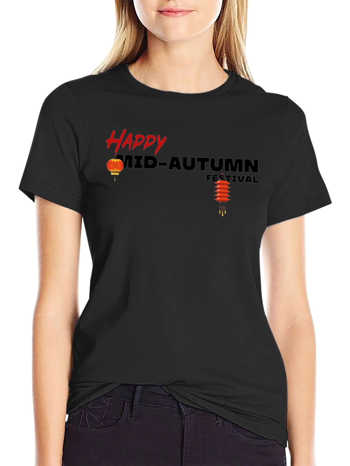 Happy Mid-Autumn Festival Black T-Shirt