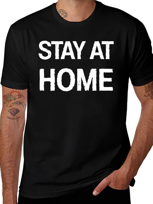 Stay At Home Black Cotton Tee
