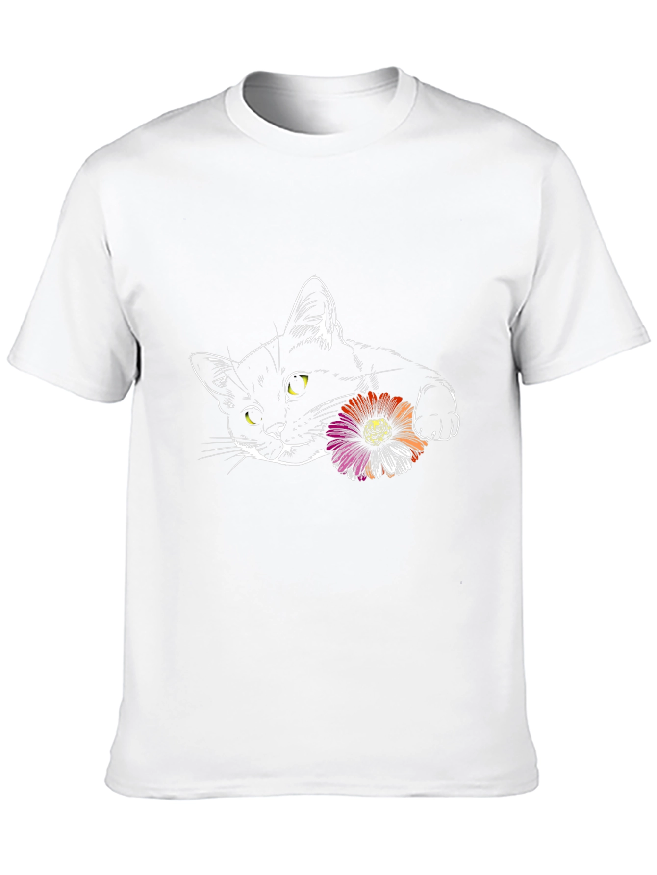 Black Cat with Flower Graphic Tee
