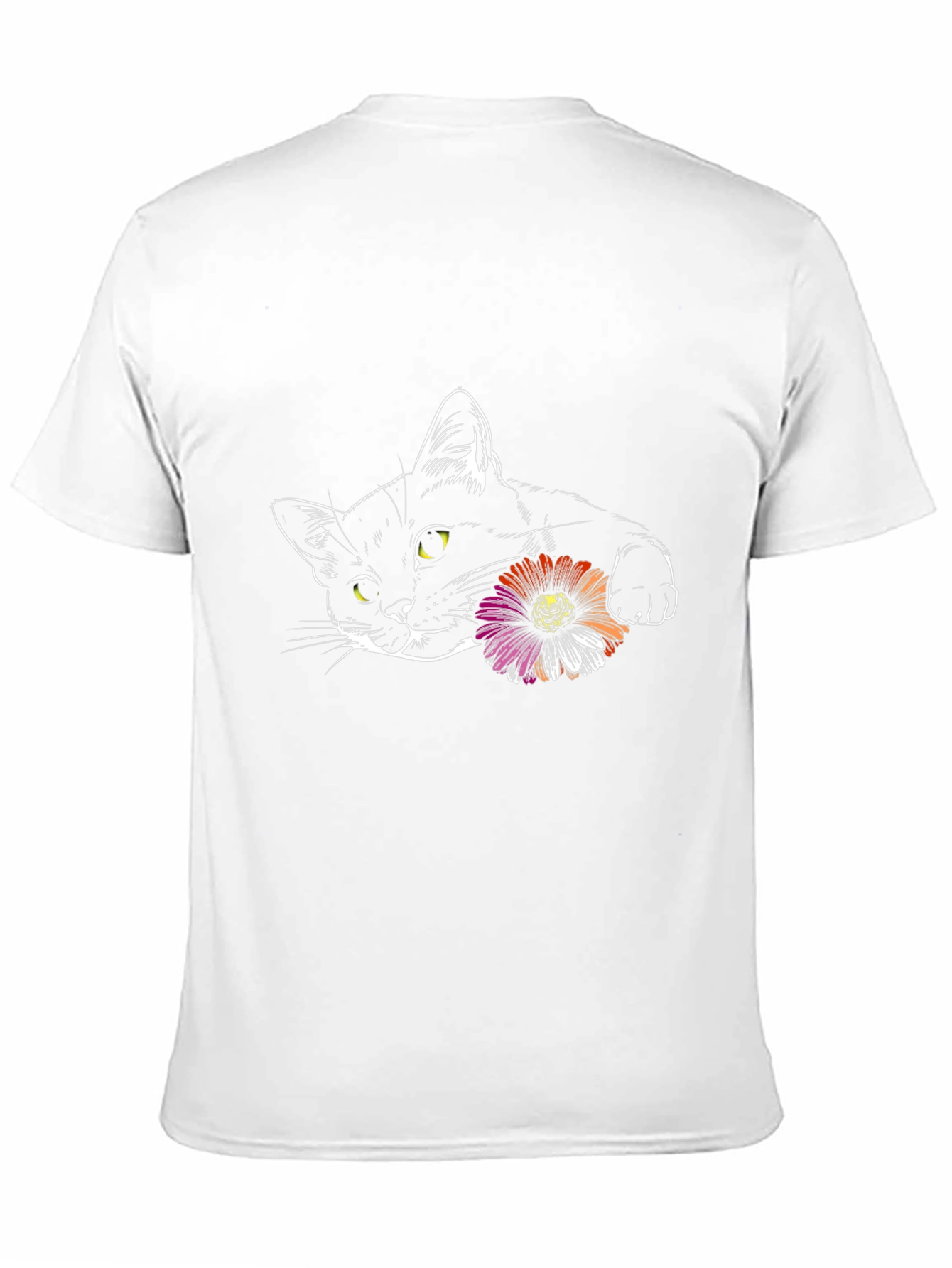 Black Cat with Flower Graphic Tee