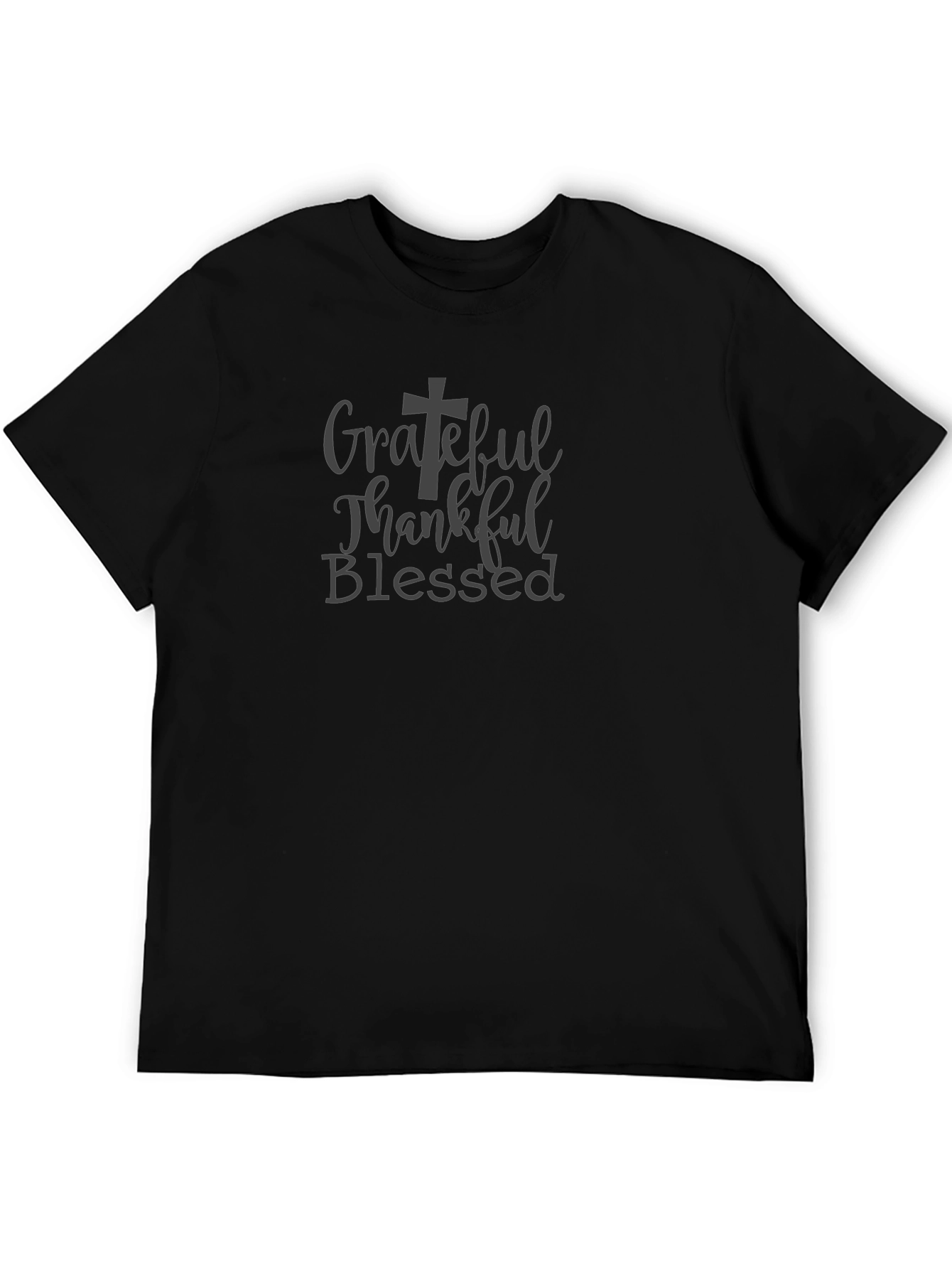 Grateful Thankful Blessed Black Tee