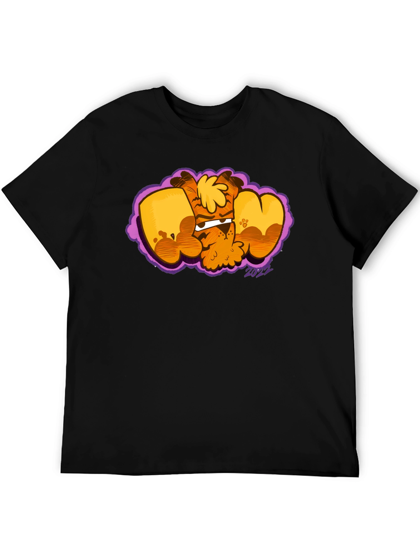 Cartoon Dog Graphic Black T-Shirt - Fun & Unique