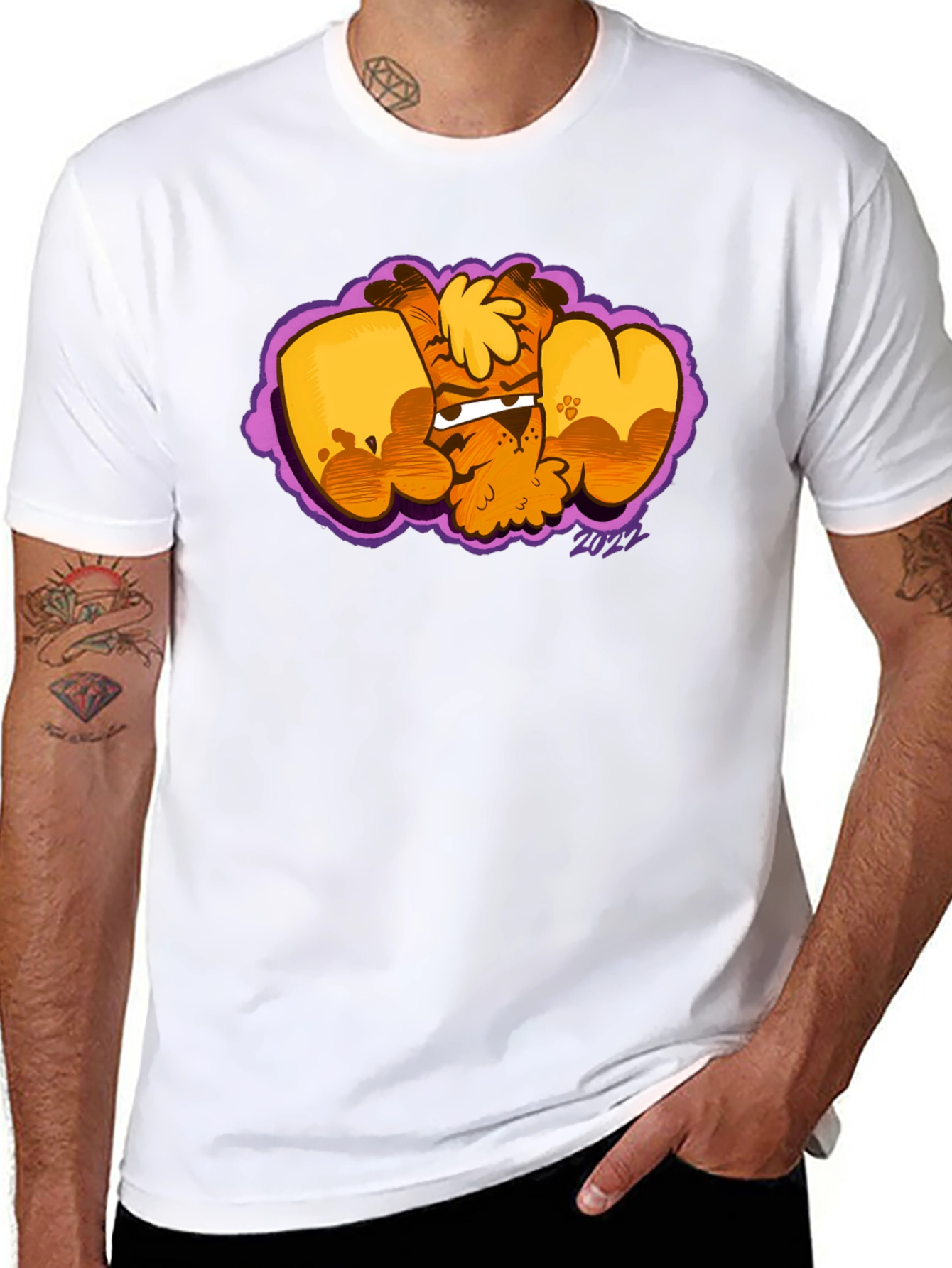 Cartoon Dog Graphic Black T-Shirt - Fun & Unique
