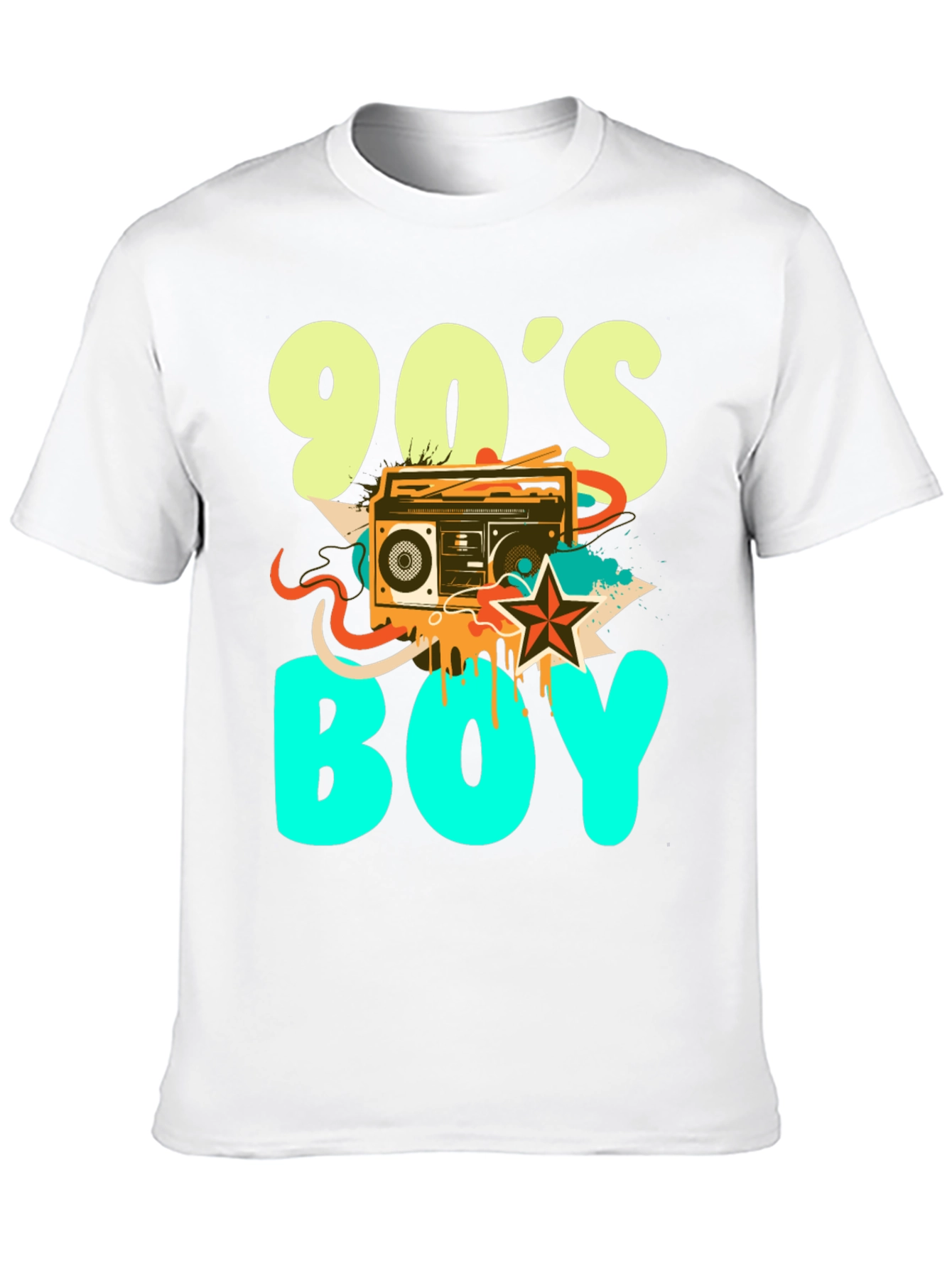 90s Boy Graphic Print Black T-Shirt