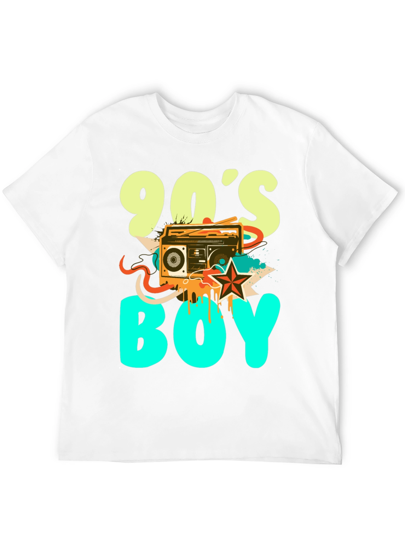 90s Boy Graphic Print Black T-Shirt