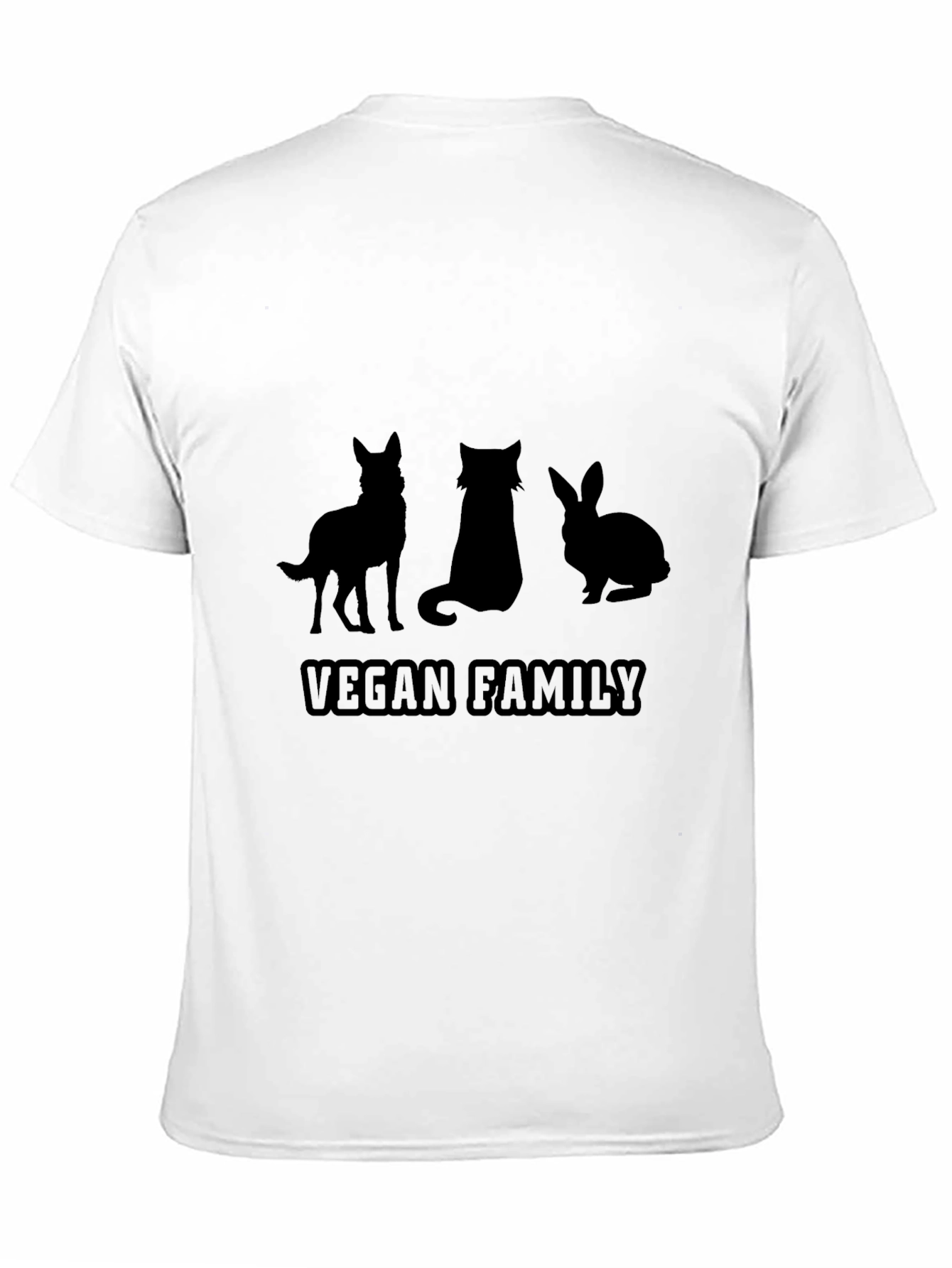 Vegan Family T-Shirt: Dog Cat Rabbit Silhouette Design