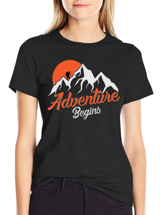 Adventure Begins Graphic Tee - Mountain Climber Shirt