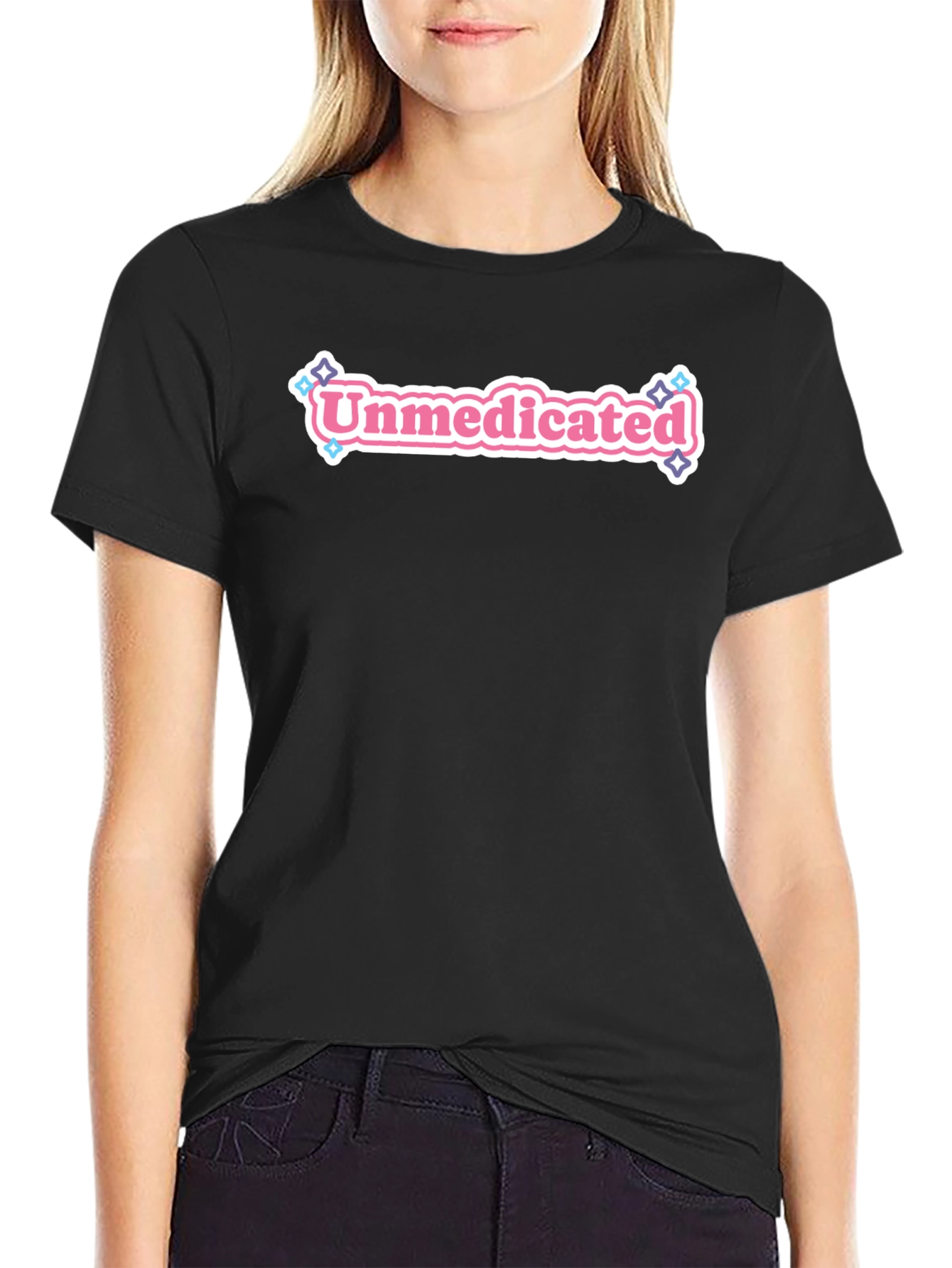 Unmedicated Graphic Tee - Black Crew Neck T-Shirt