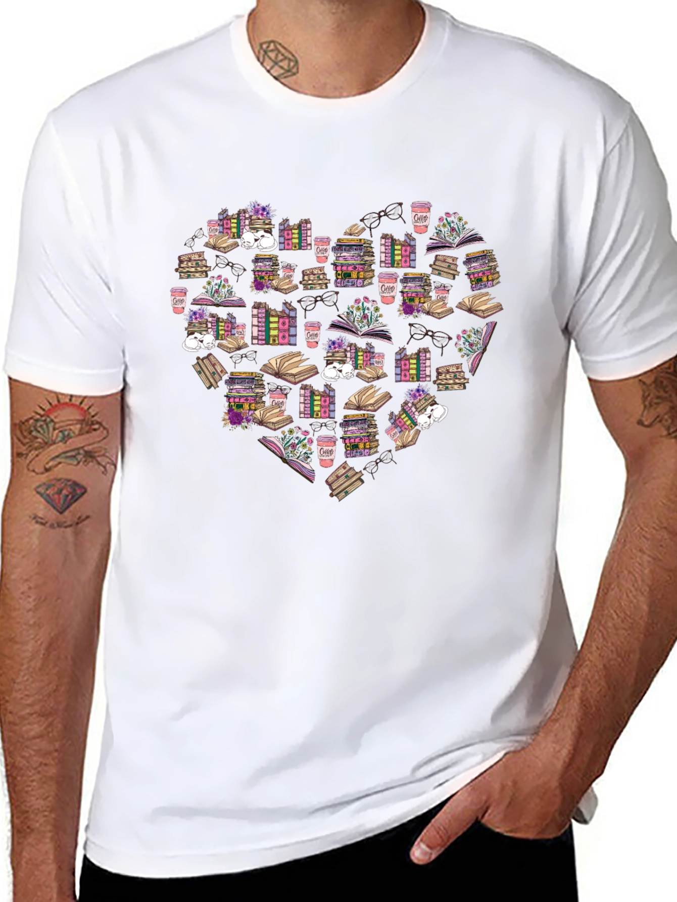 Book Lover Heart Graphic T-Shirt