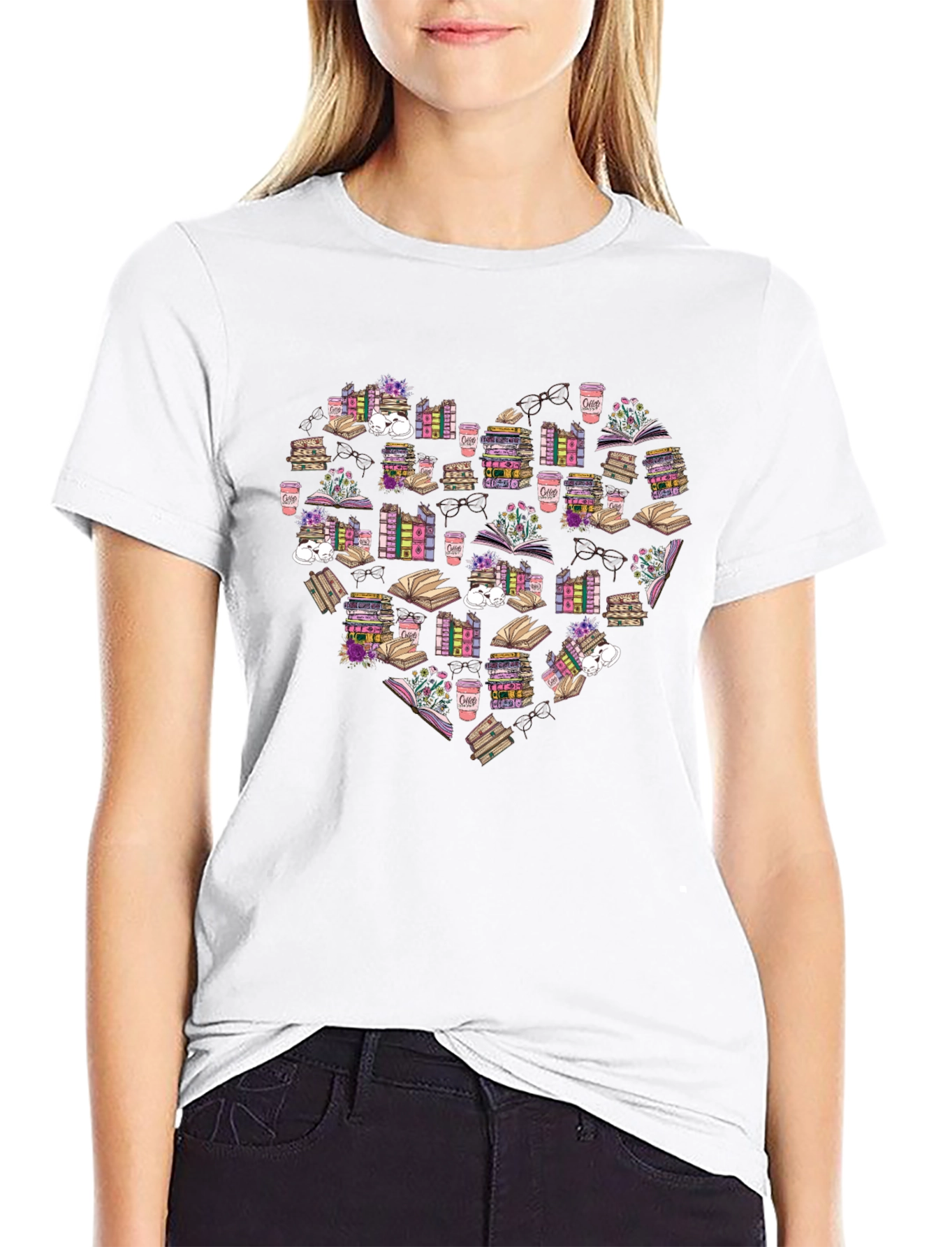 Book Lover Heart Graphic T-Shirt