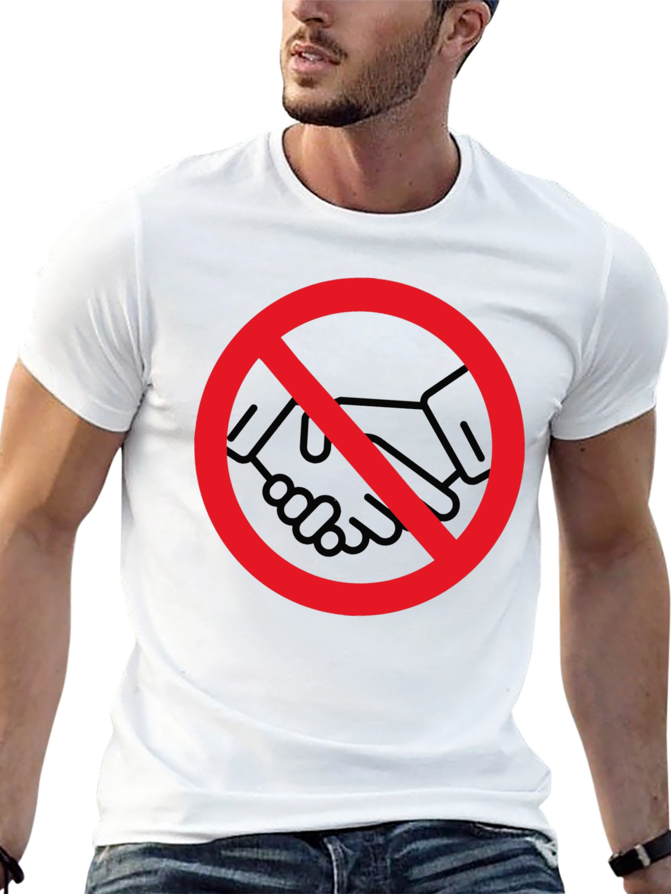 No Handshake Graphic Tee - Black Crew Neck