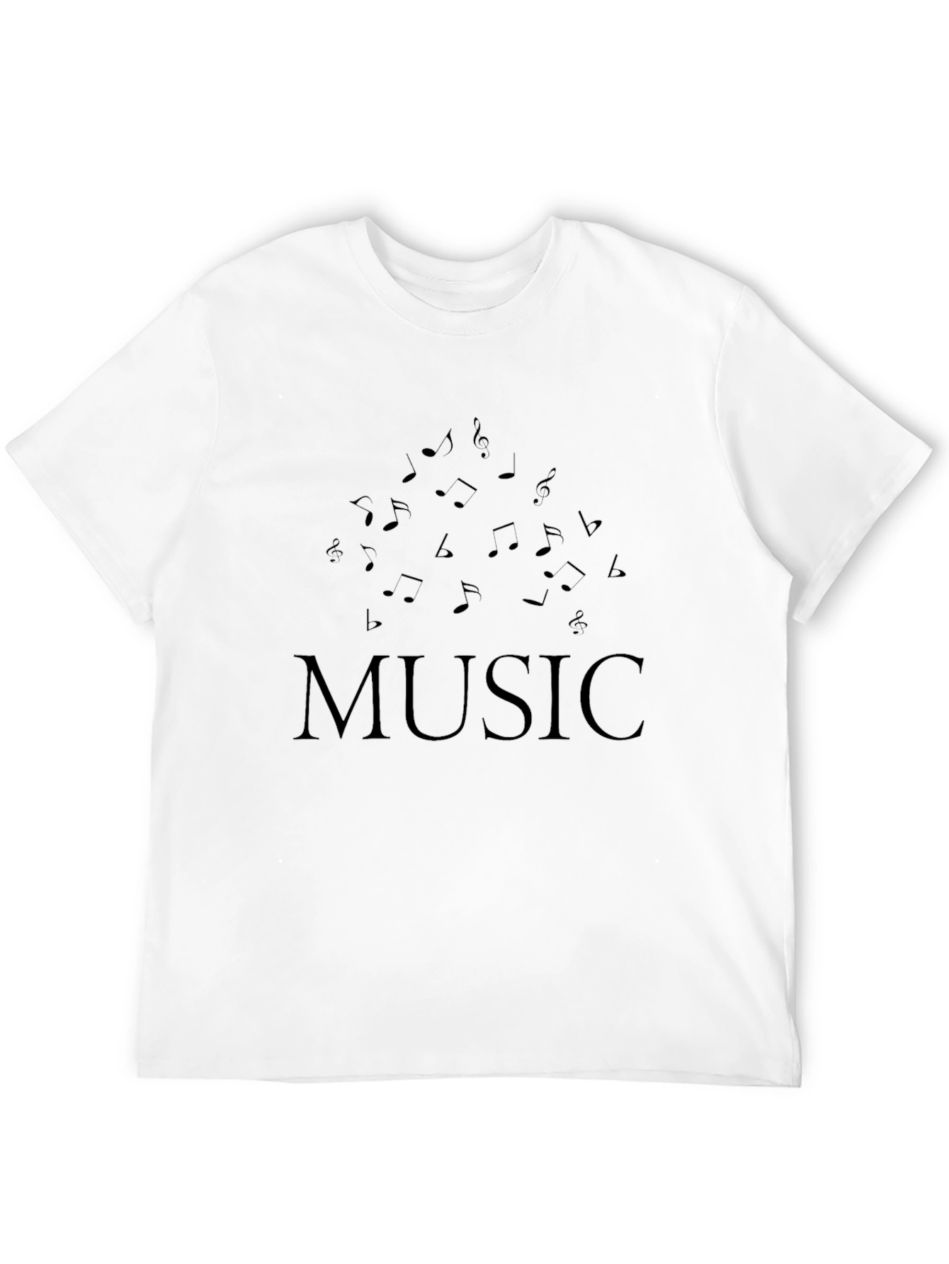 Music Notes Graphic Tee - Black Cotton T-Shirt
