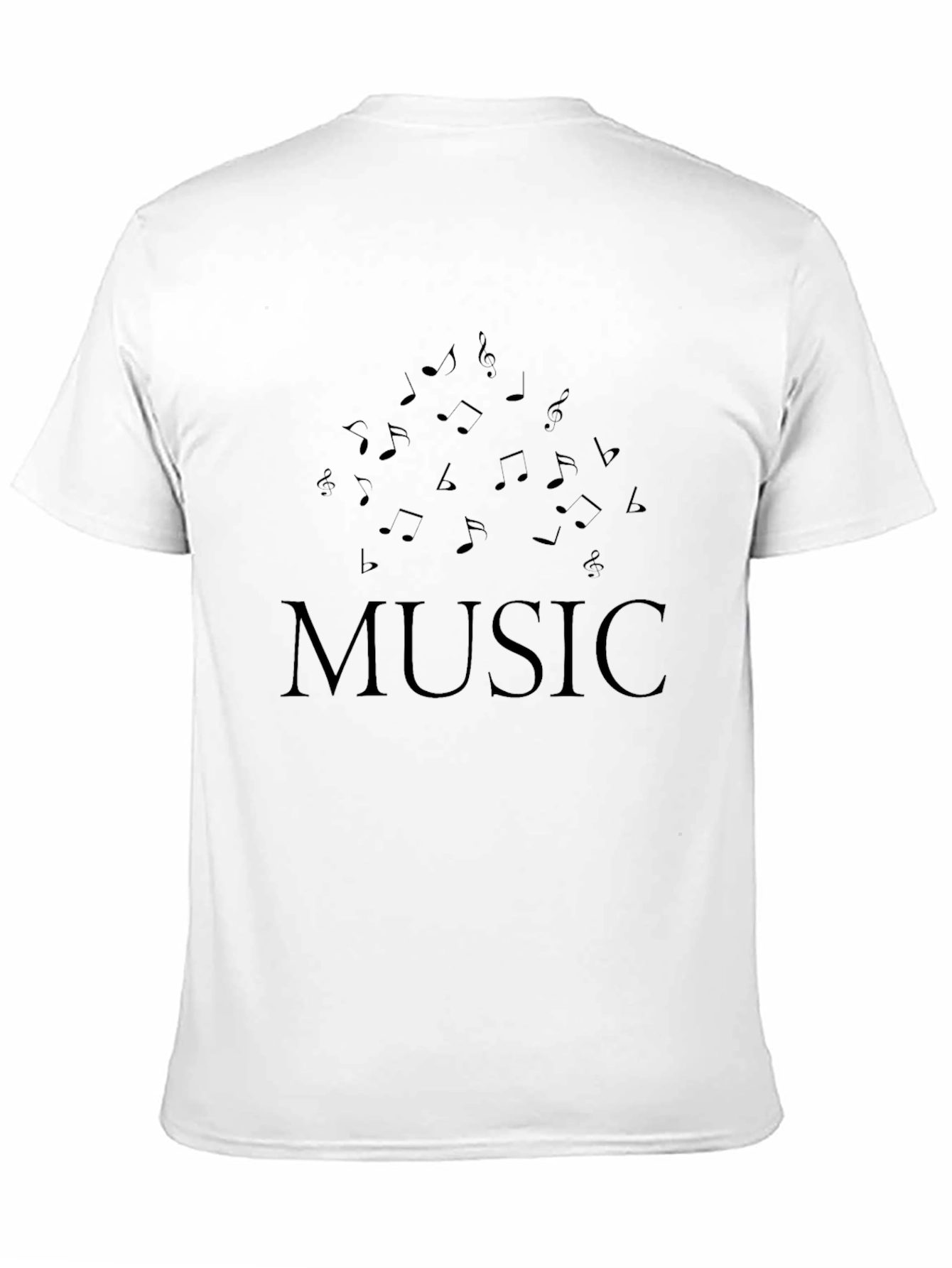 Music Notes Graphic Tee - Black Cotton T-Shirt