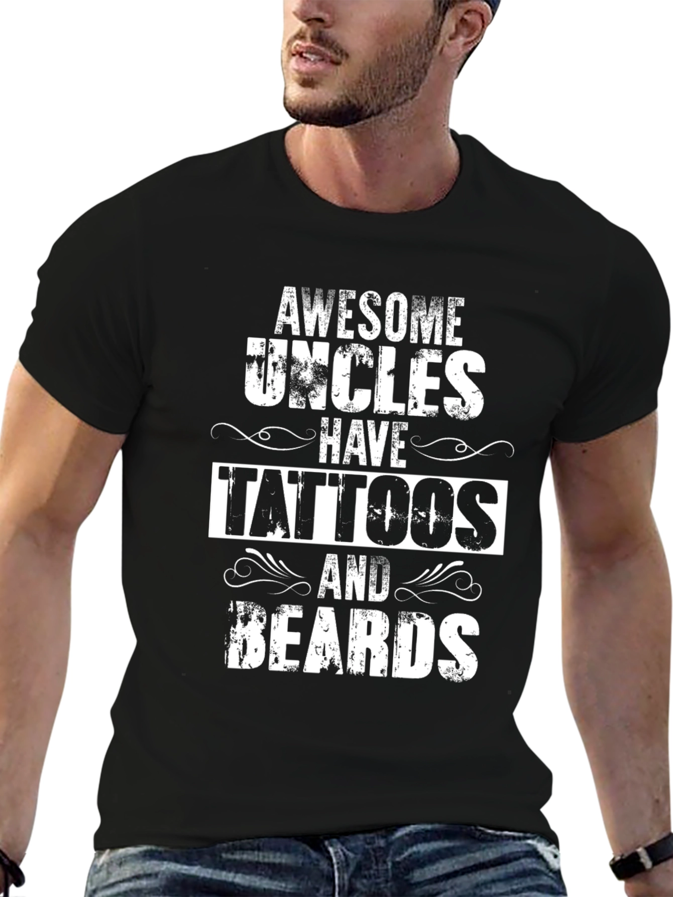 Awesome Uncles Tattoos & Beards Black T-Shirt