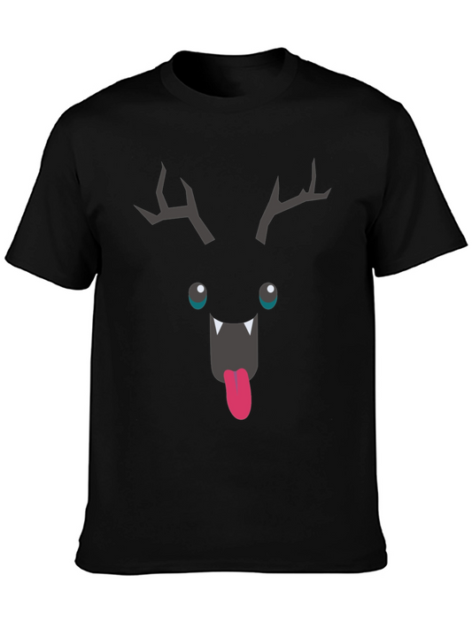 Monster Face Graphic Tee - Black Cotton T-Shirt