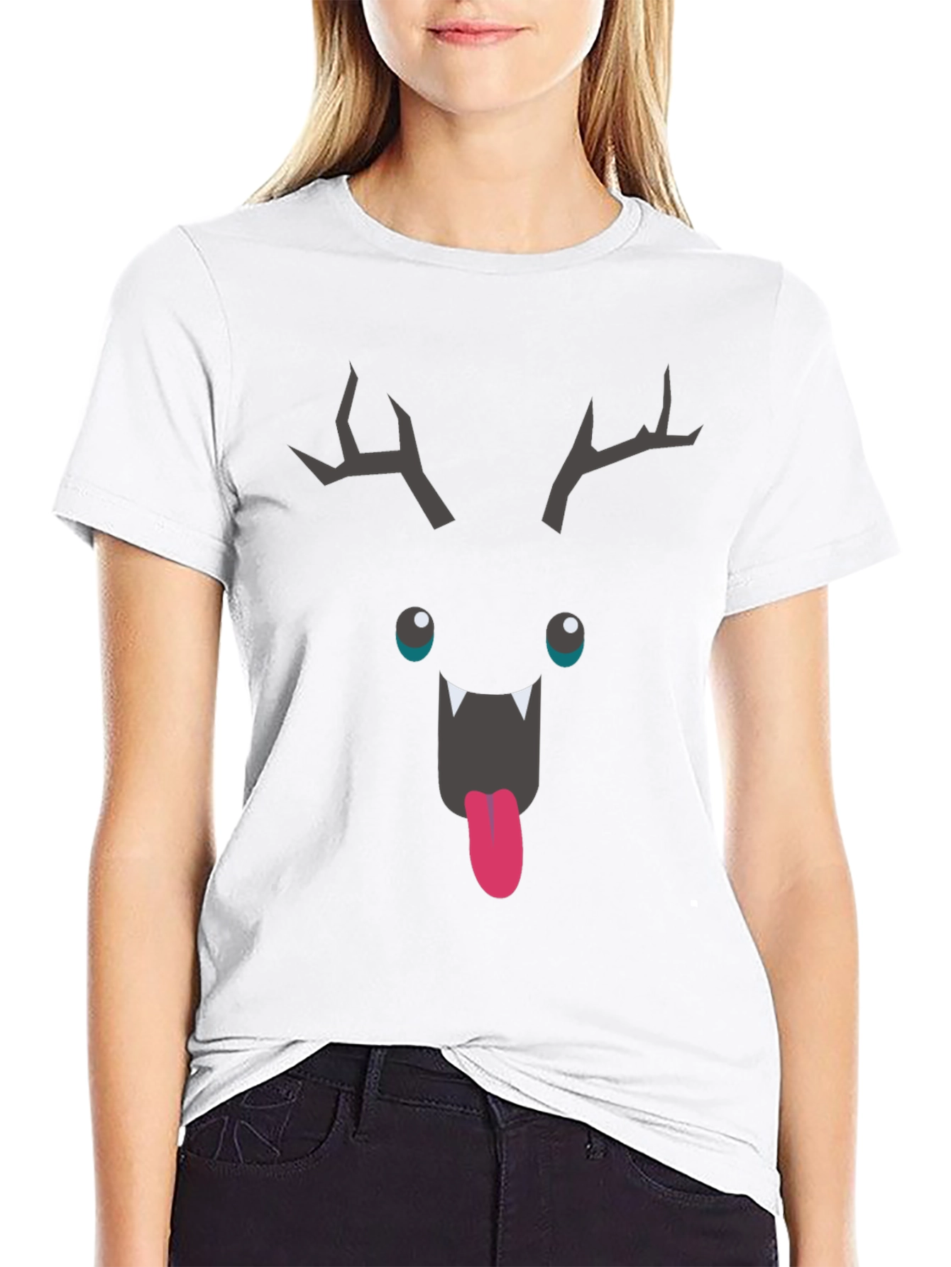 Monster Face Graphic Tee - Black Cotton T-Shirt