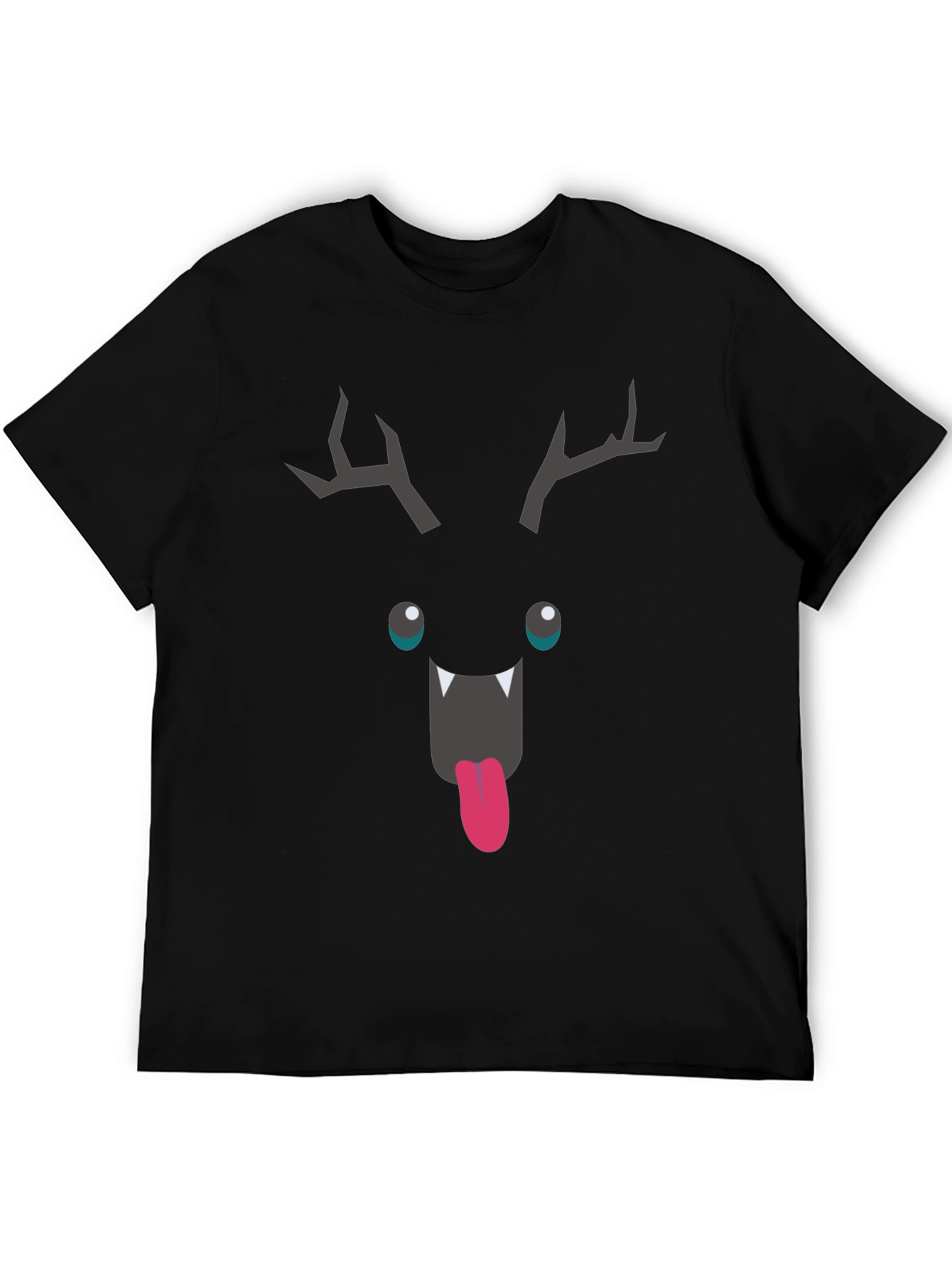 Monster Face Graphic Tee - Black Cotton T-Shirt
