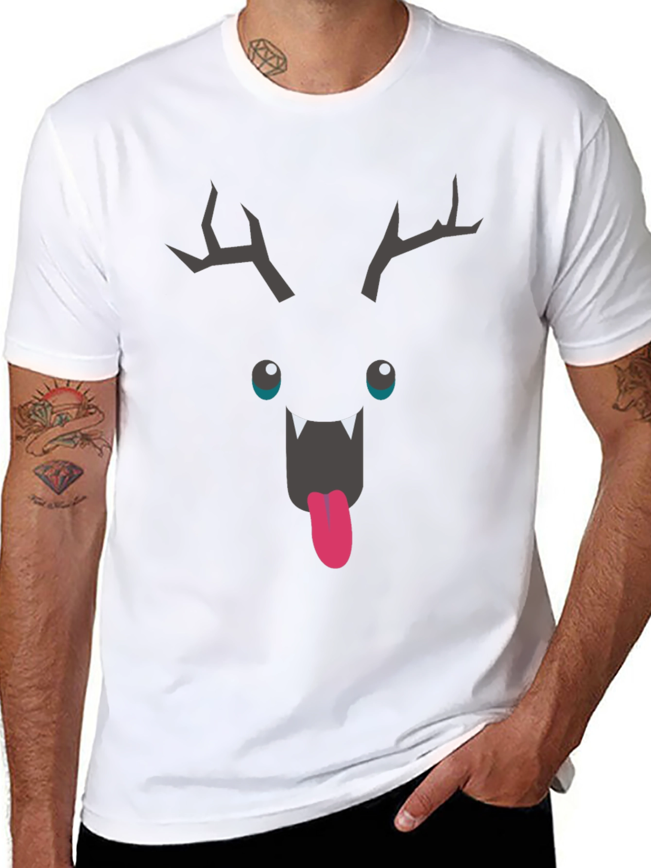 Monster Face Graphic Tee - Black Cotton T-Shirt