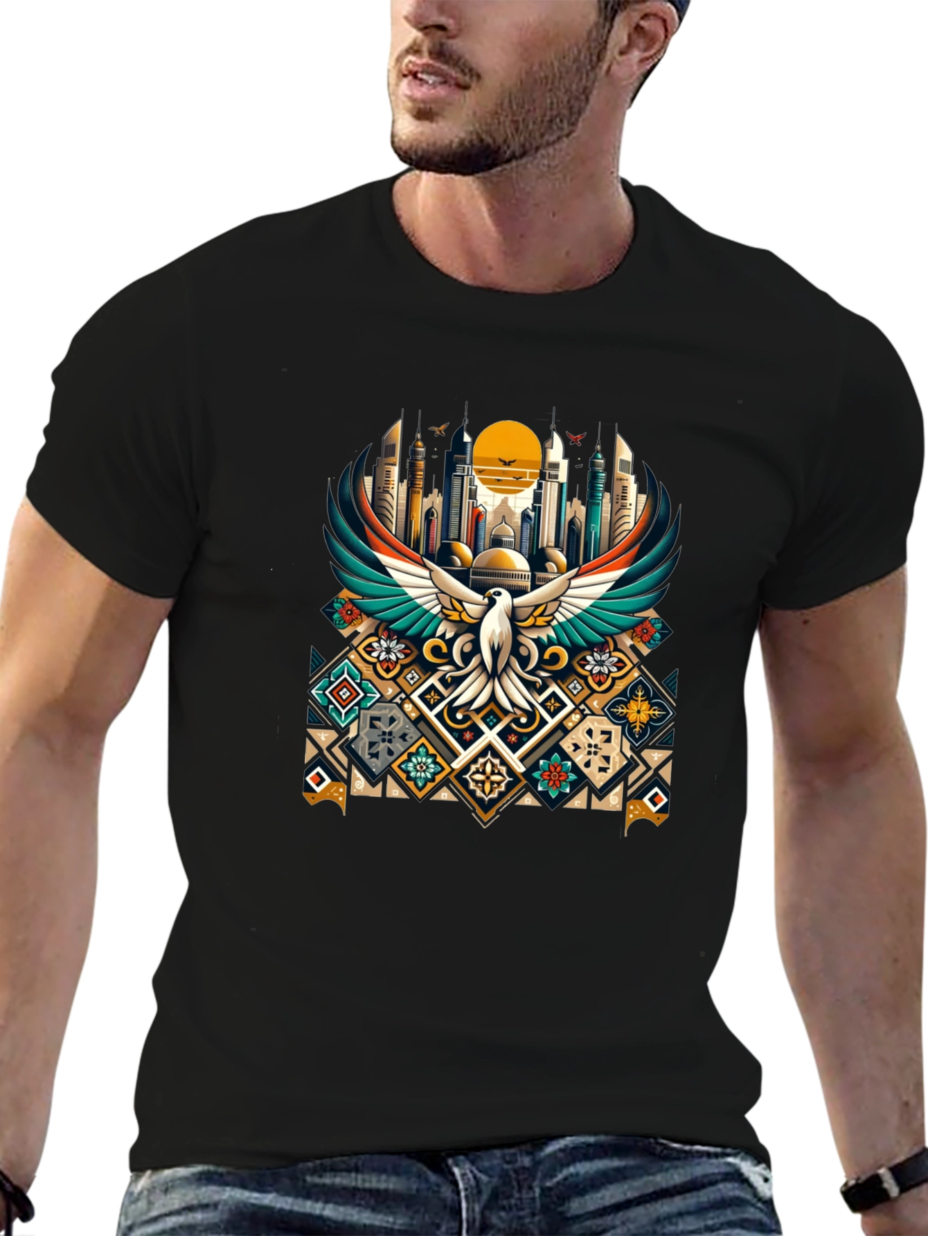 Urban Bird Graphic Tee - Black