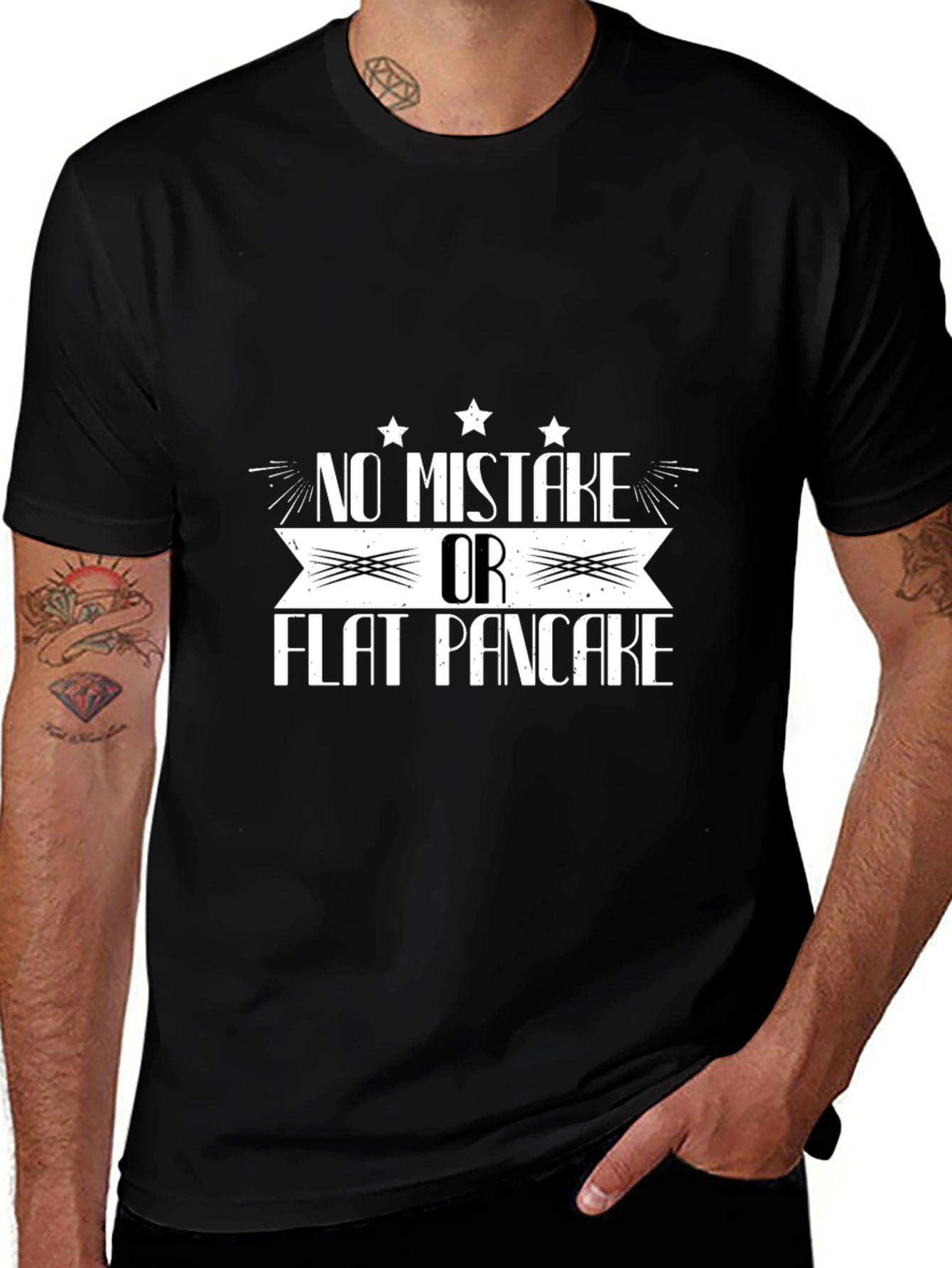 No Mistake Or Flat Pancake Black Graphic T-Shirt