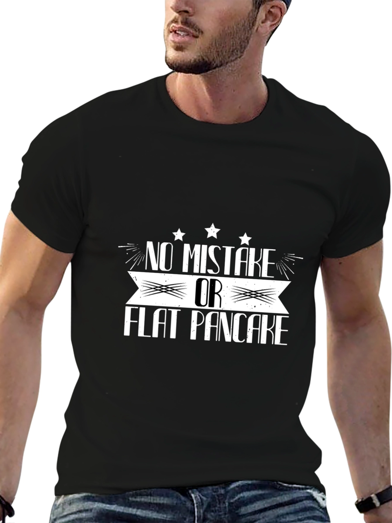 No Mistake Or Flat Pancake Black Graphic T-Shirt