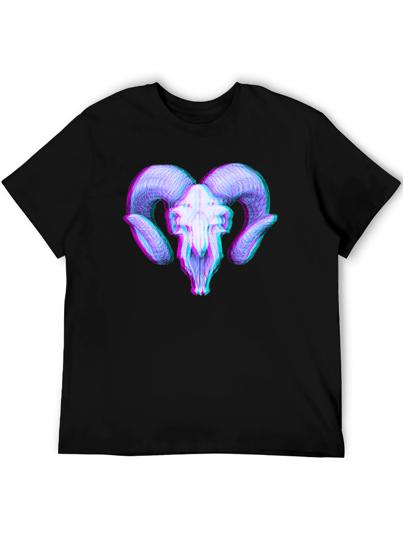 Ram Skull 3D Effect Graphic Tee