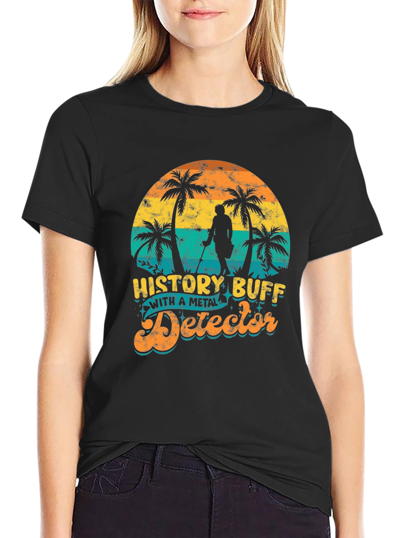 History Buff Metal Detector Black T-Shirt