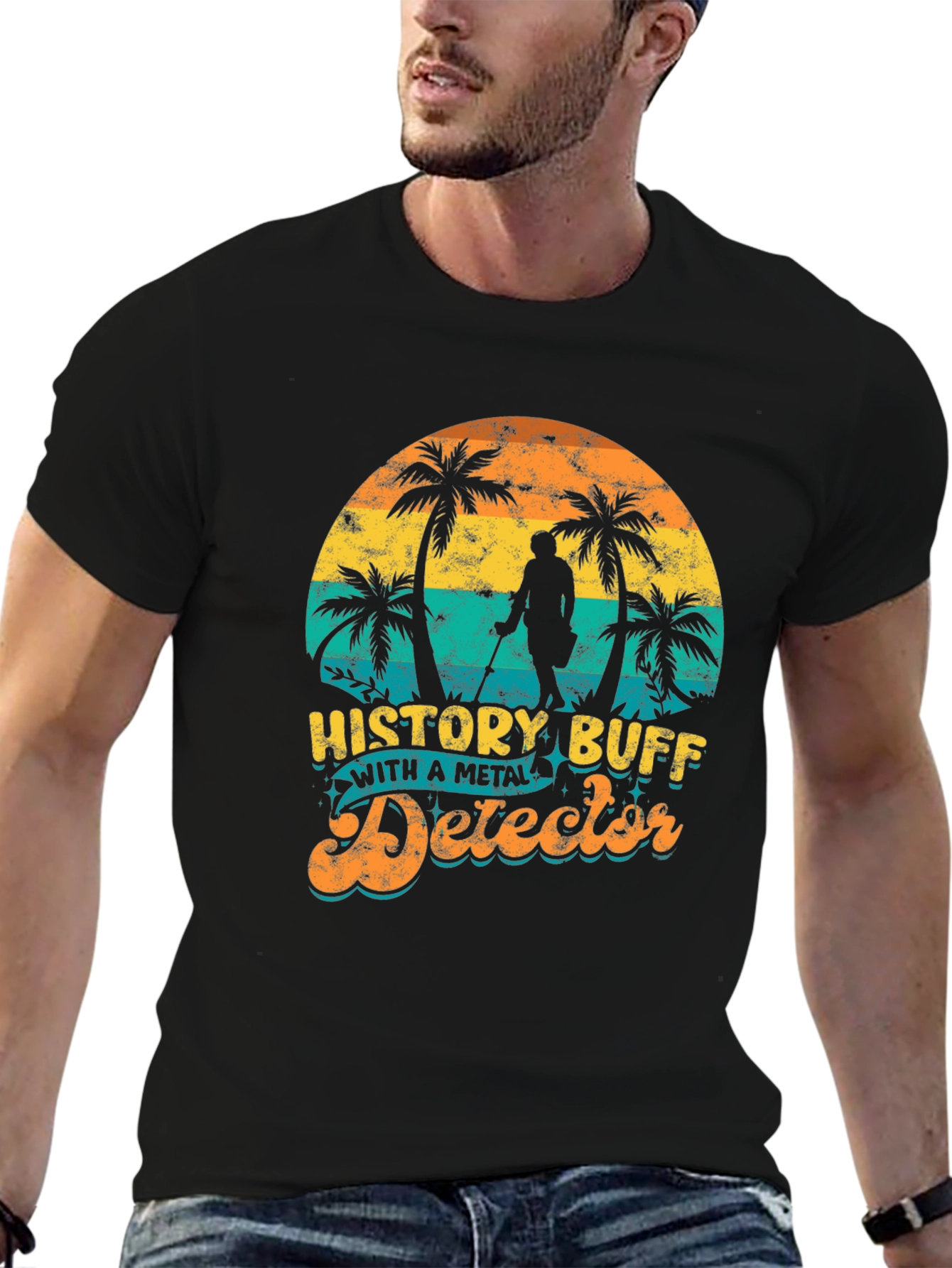 History Buff Metal Detector Black T-Shirt