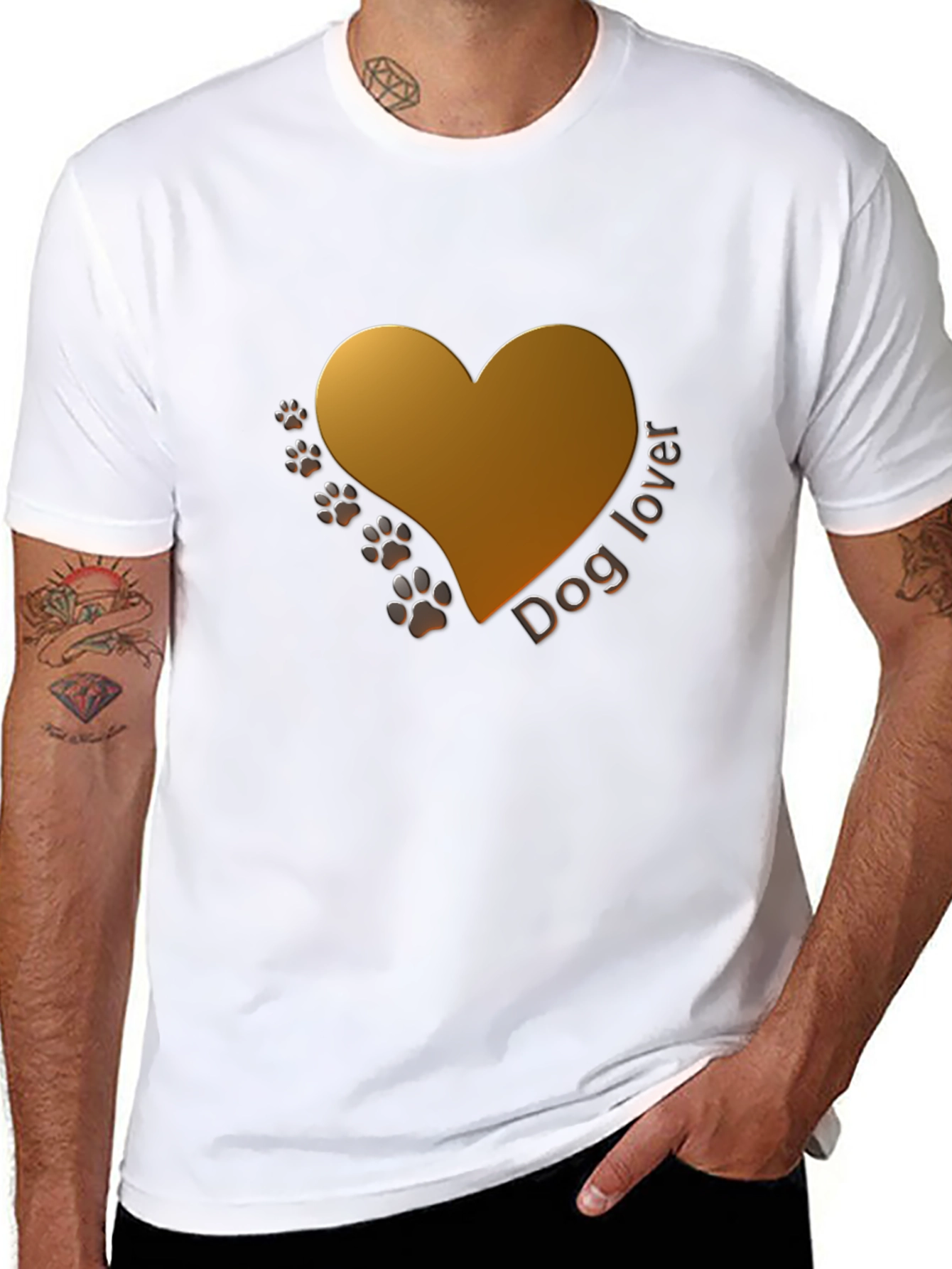 Dog Lover T-Shirt - Heart & Paw Print Design