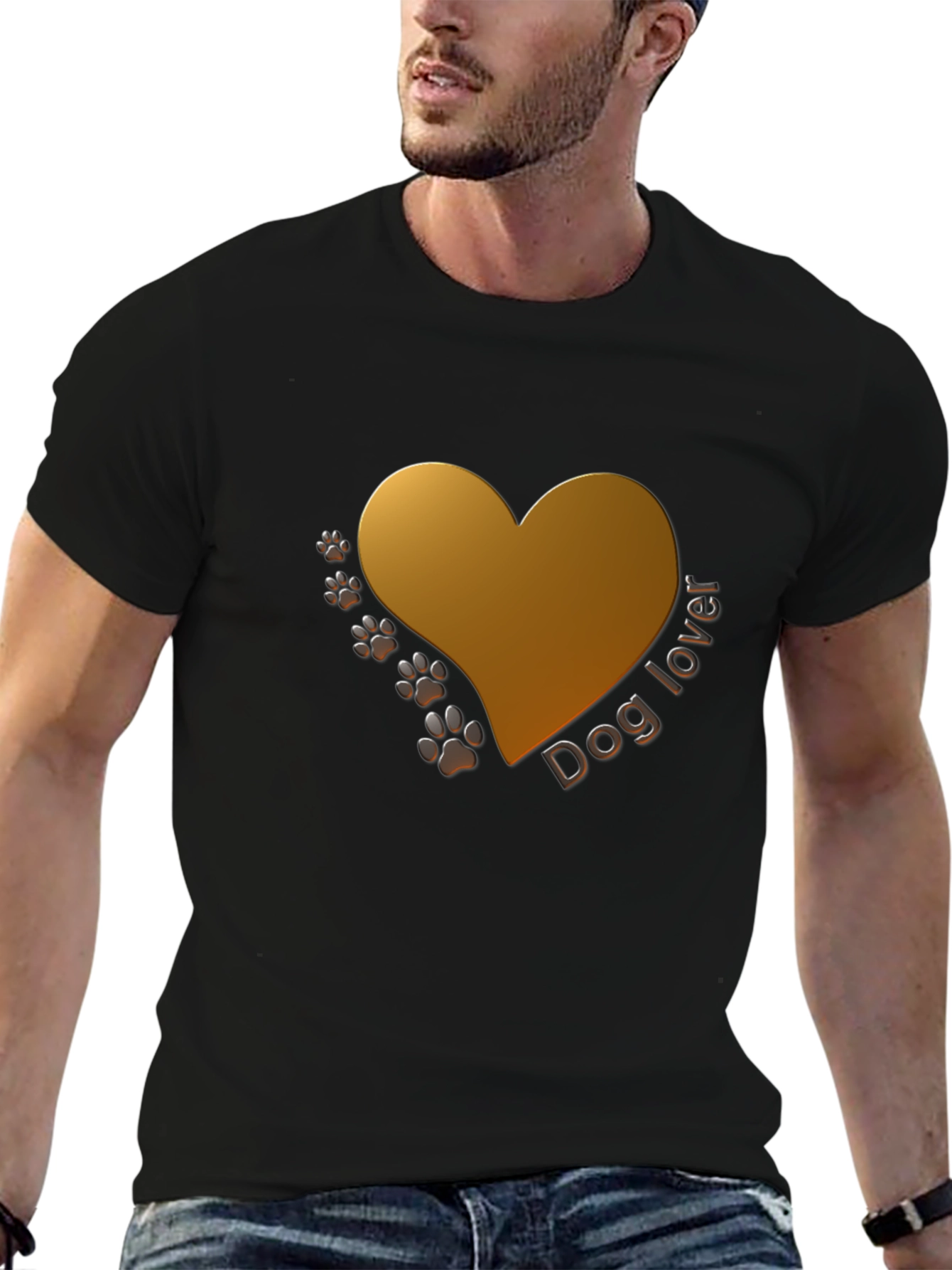 Dog Lover T-Shirt - Heart & Paw Print Design