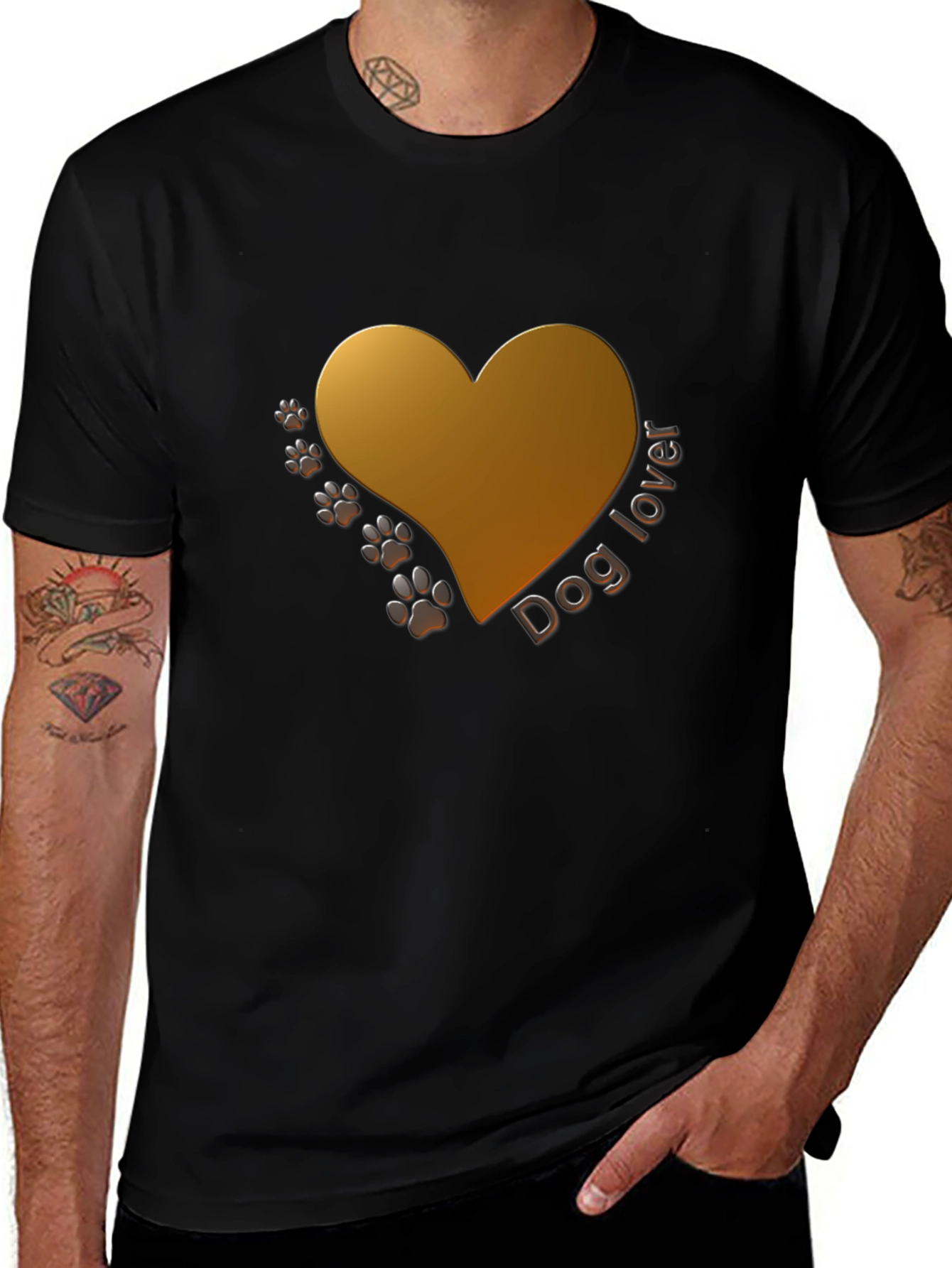 Dog Lover T-Shirt - Heart & Paw Print Design
